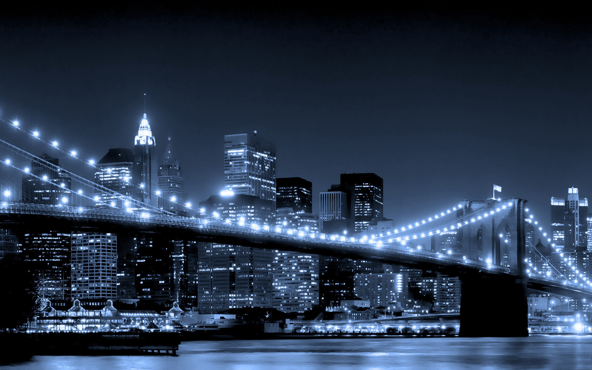 1920x1200 Download Illuminated Bridge At Night HD wallpaper for free.