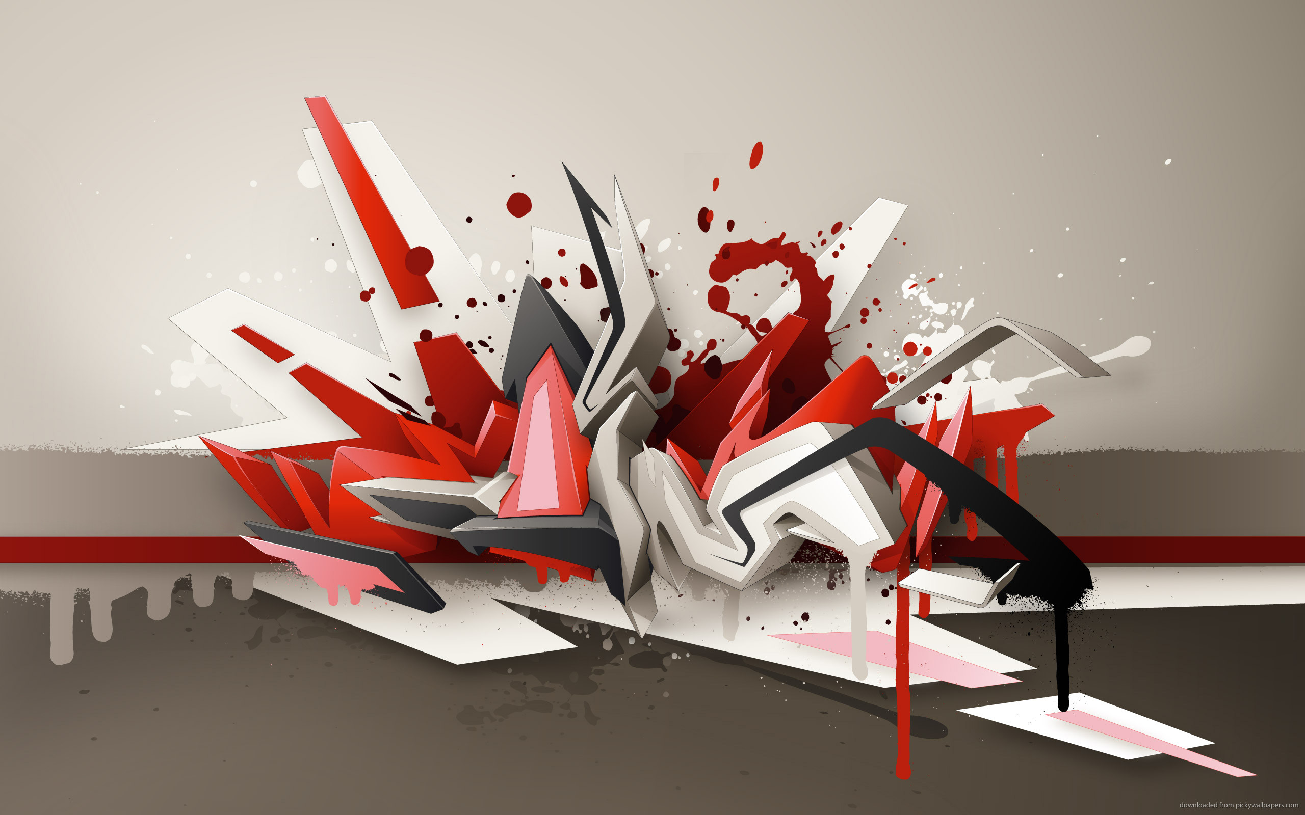 2560x1600 3D Graffiti On Grey Background for 