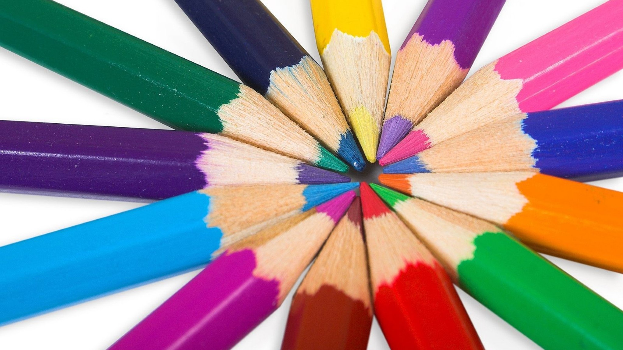 2048x1152  Wallpaper colored pencils, pencil, positive, rainbow, colorful