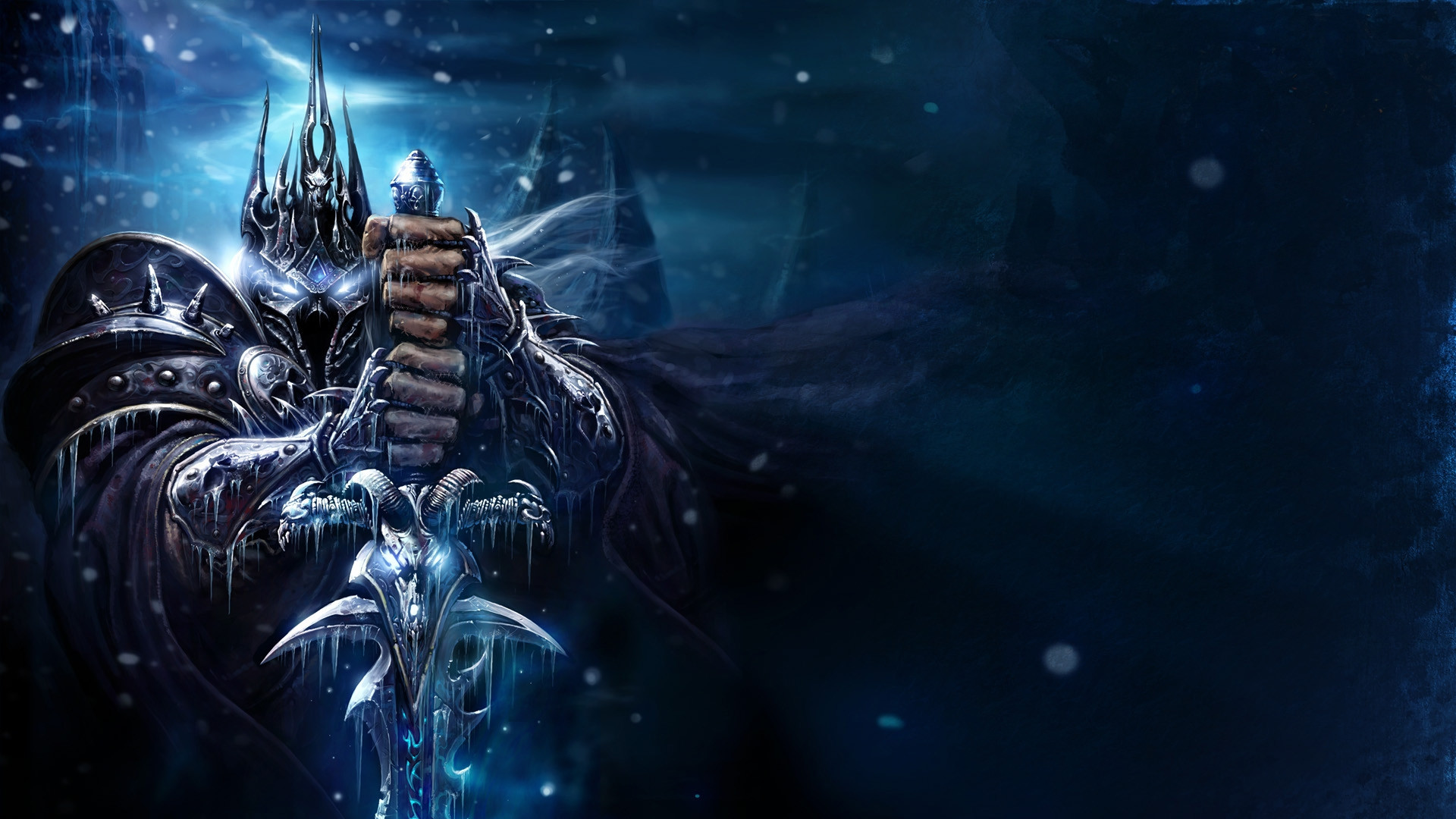 1920x1080 Preview wallpaper warcraft, lich king, sword, cold, eyes, fists 
