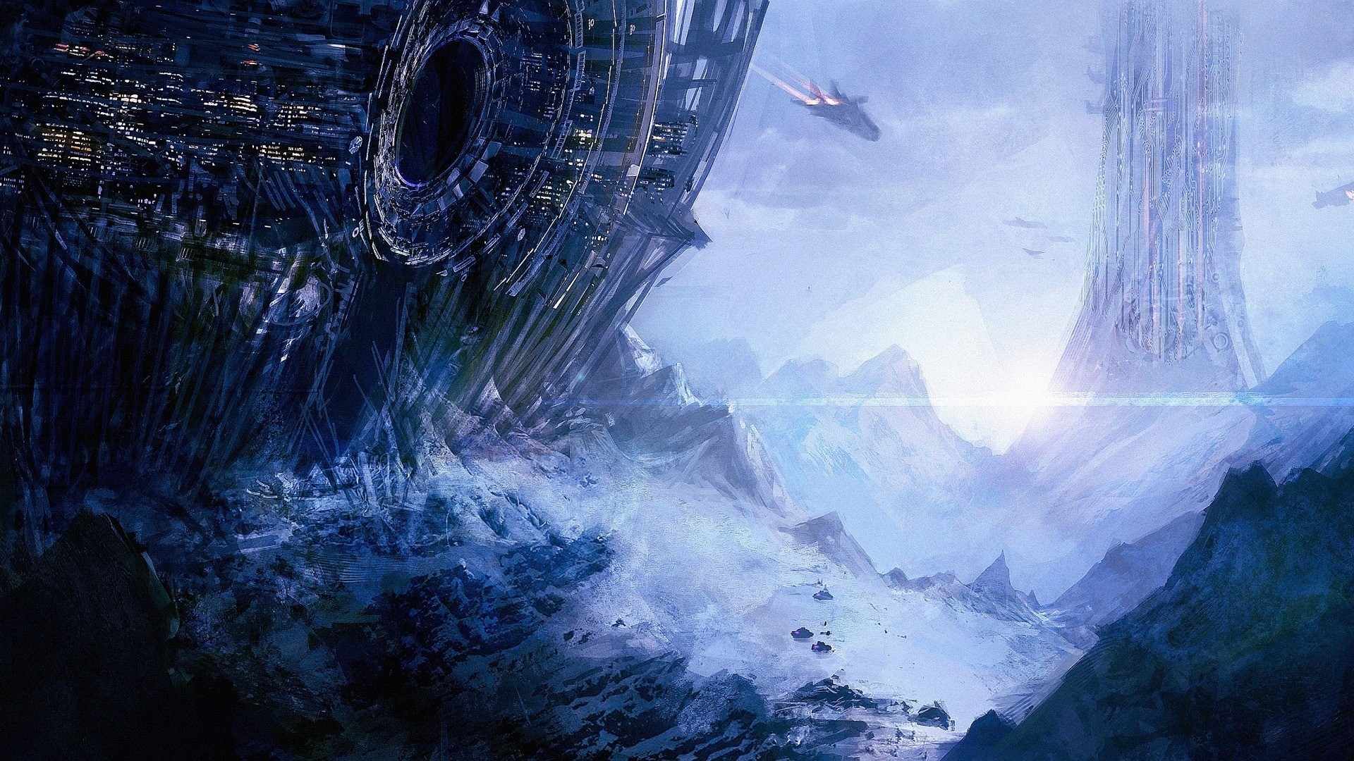 1920x1080 Artwork Spaceships Planets Concept Art Fantasy Space