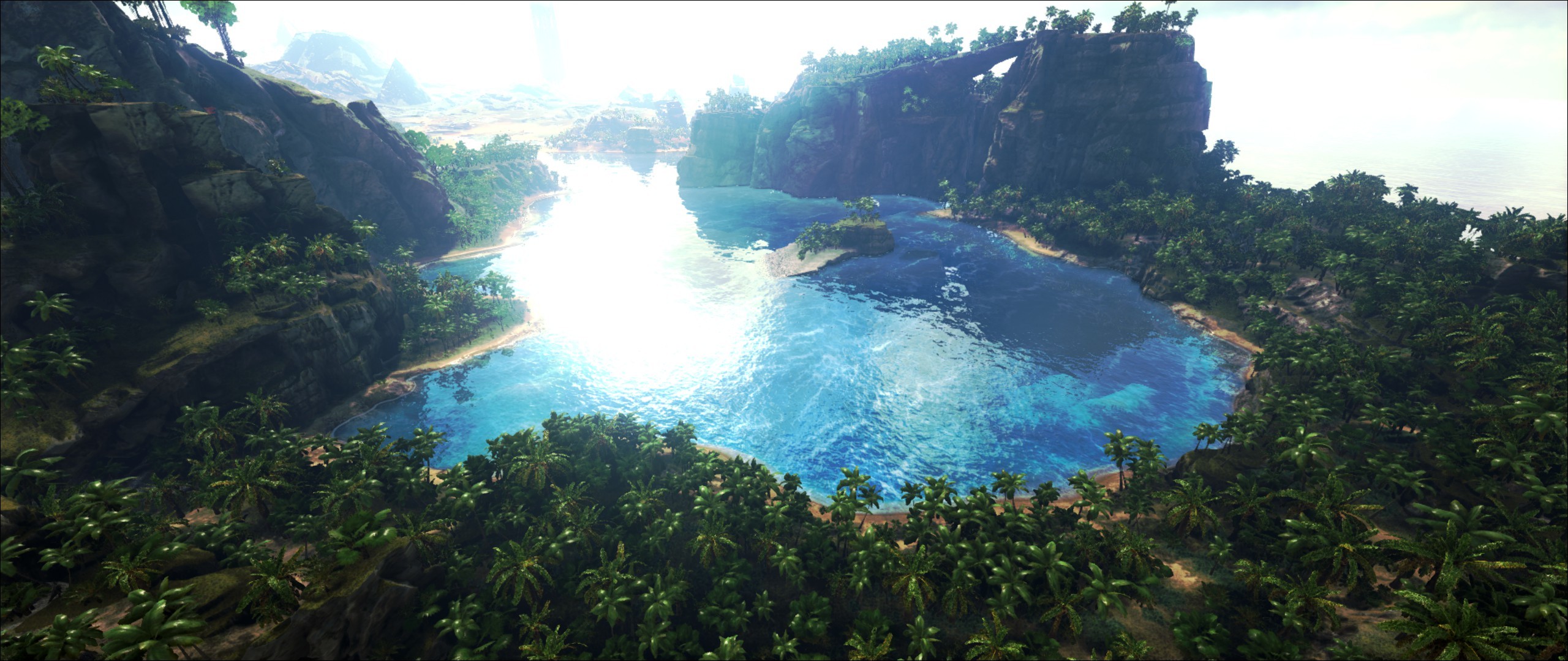 2560x1080 Video Game - ARK: Survival Evolved Lake Jungle Wallpaper