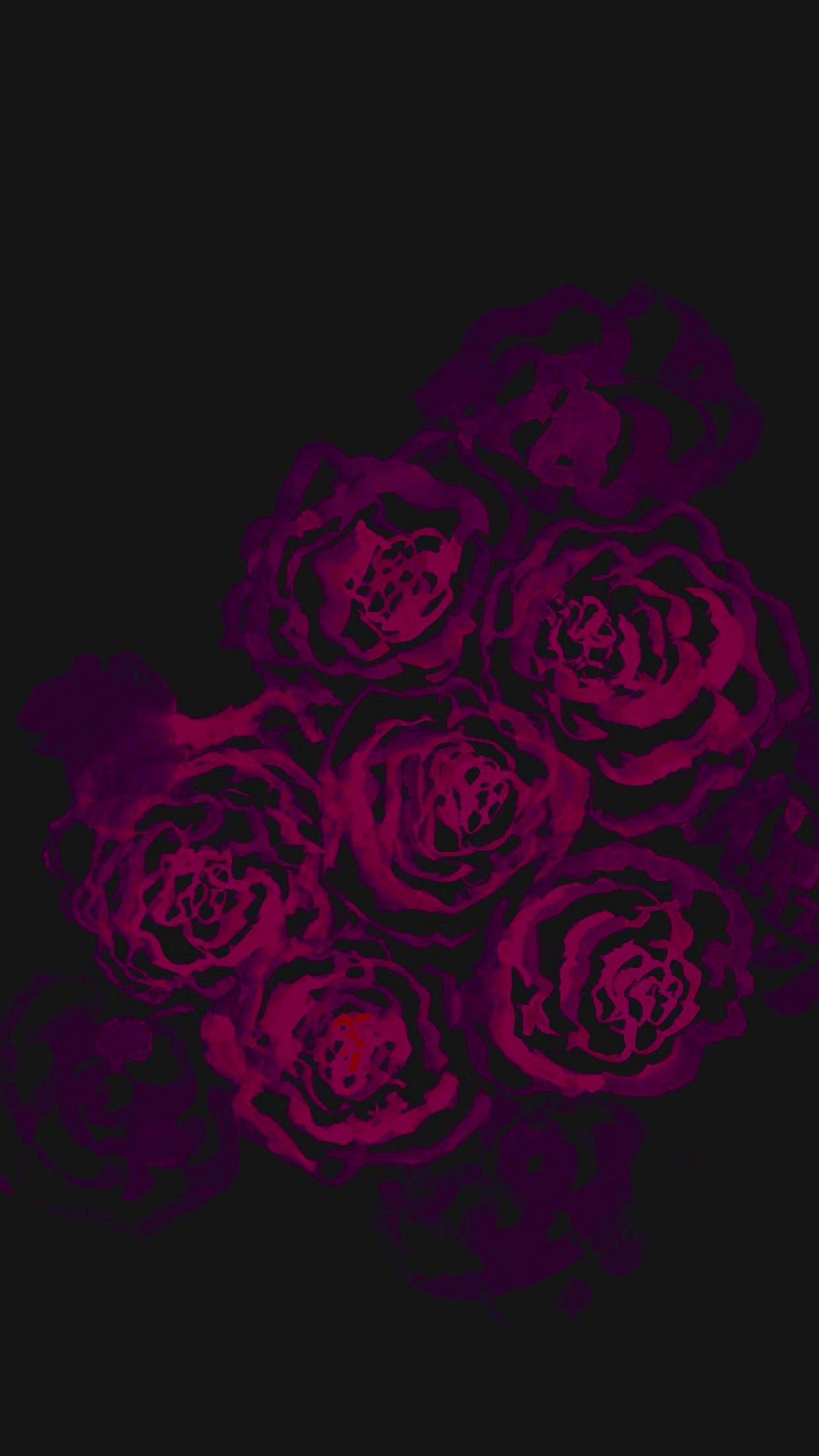 1242x2208 Black red magenta purple watercolour roses iphone wallpaper phone  background lock screen