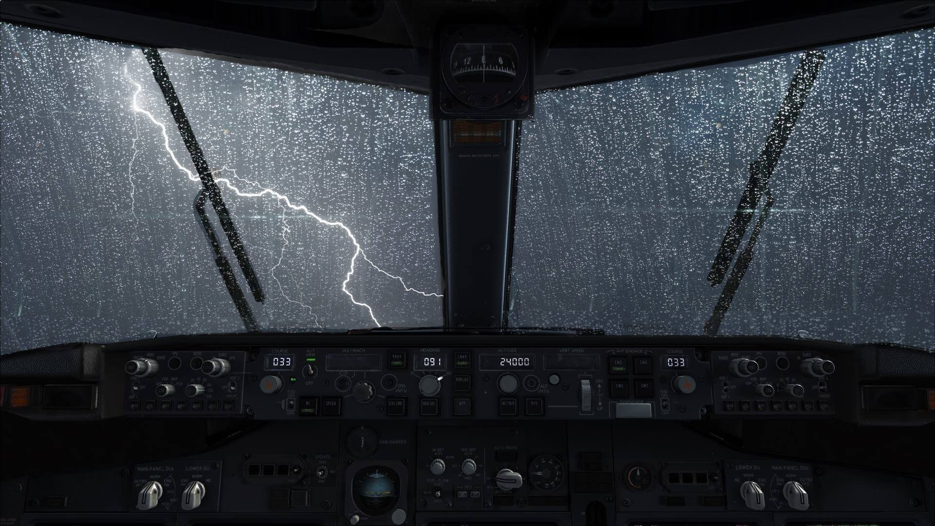 1920x1080 Fahrzeuge - Flugzeug Cockpit Blitz Regen Sturm Wassertropfen Wallpaper