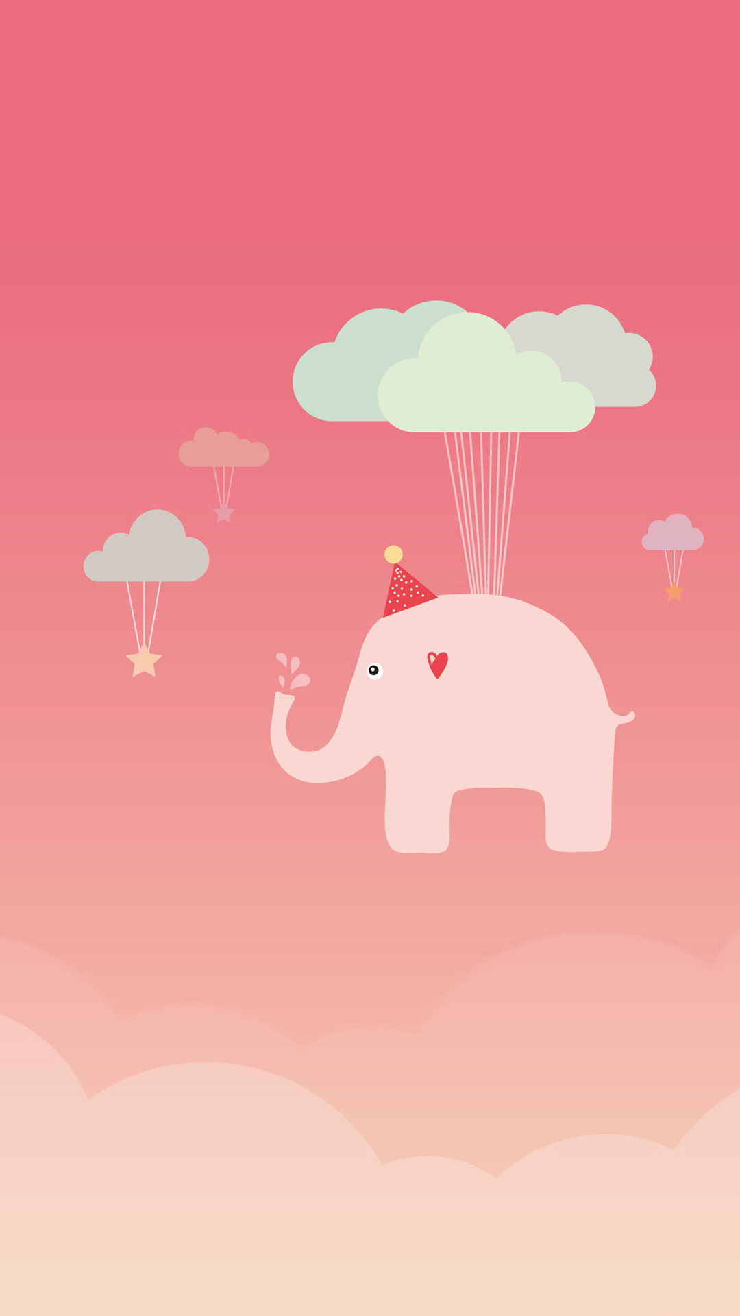 1080x1920 Cartoons Flying Elephant Pink Unicolor Funny Cute