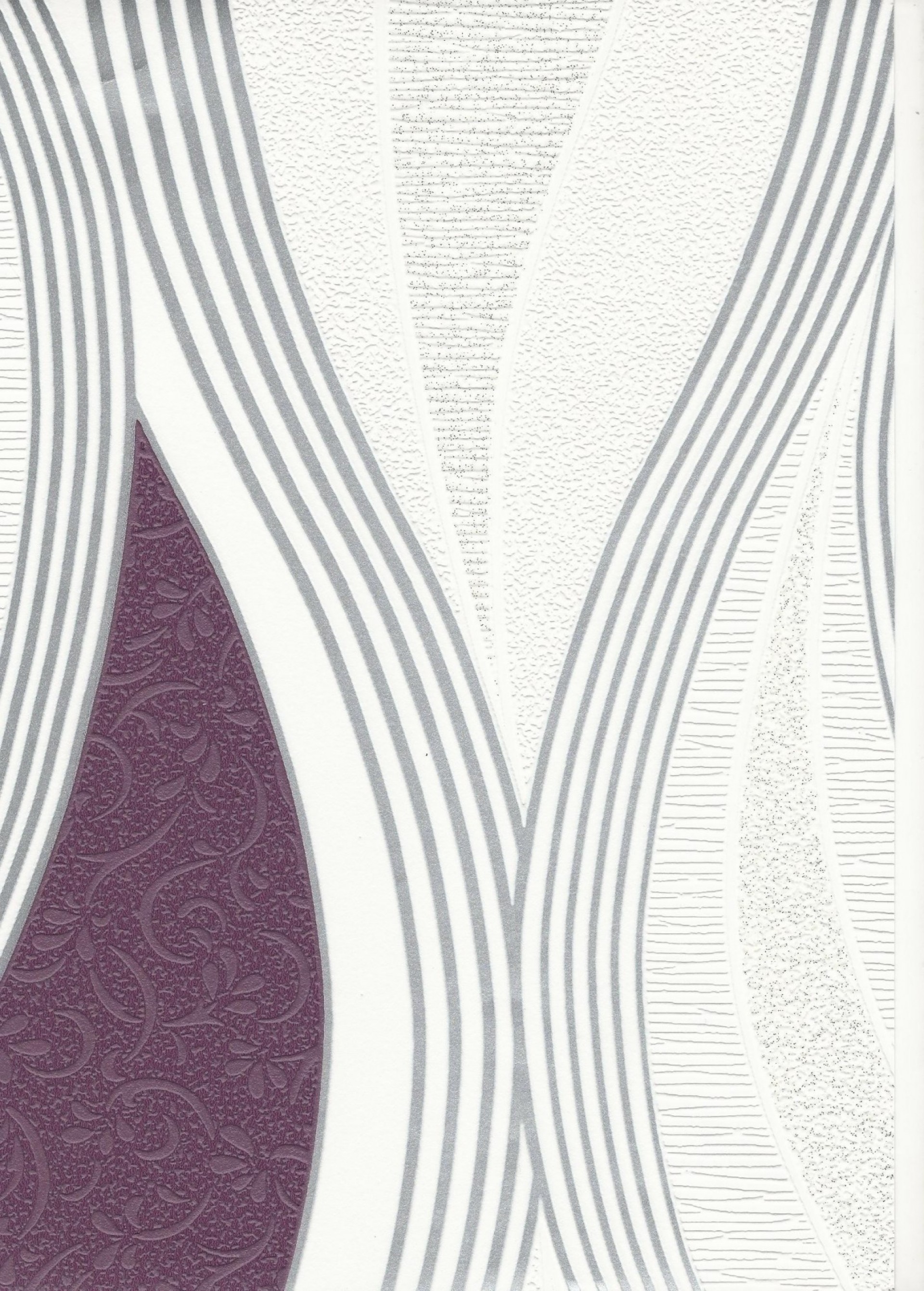 1920x2682 Metallic Waves Purple / White Wallpaper by Direct E62006