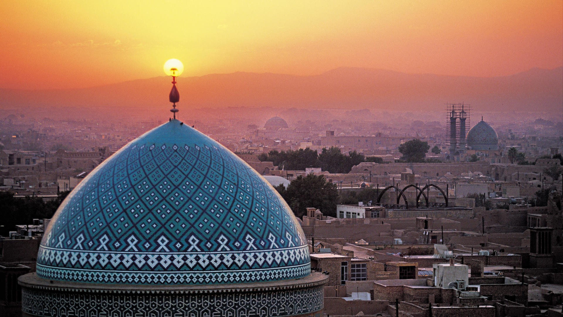 1920x1080 temple sunset city cityscape skyline evening morning mosque horizon dusk  Islamic architecture Iran dome Islam monument