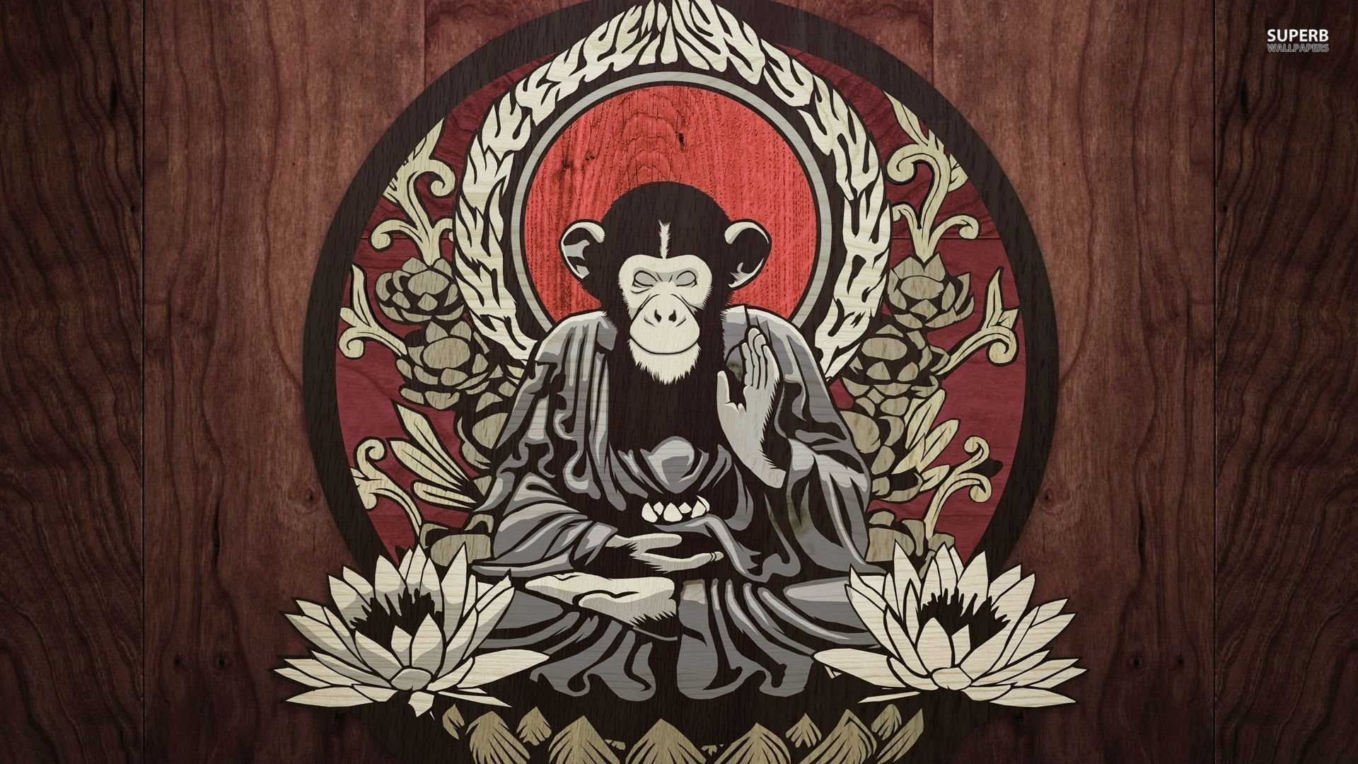 1920x1080 Meditating Monkey