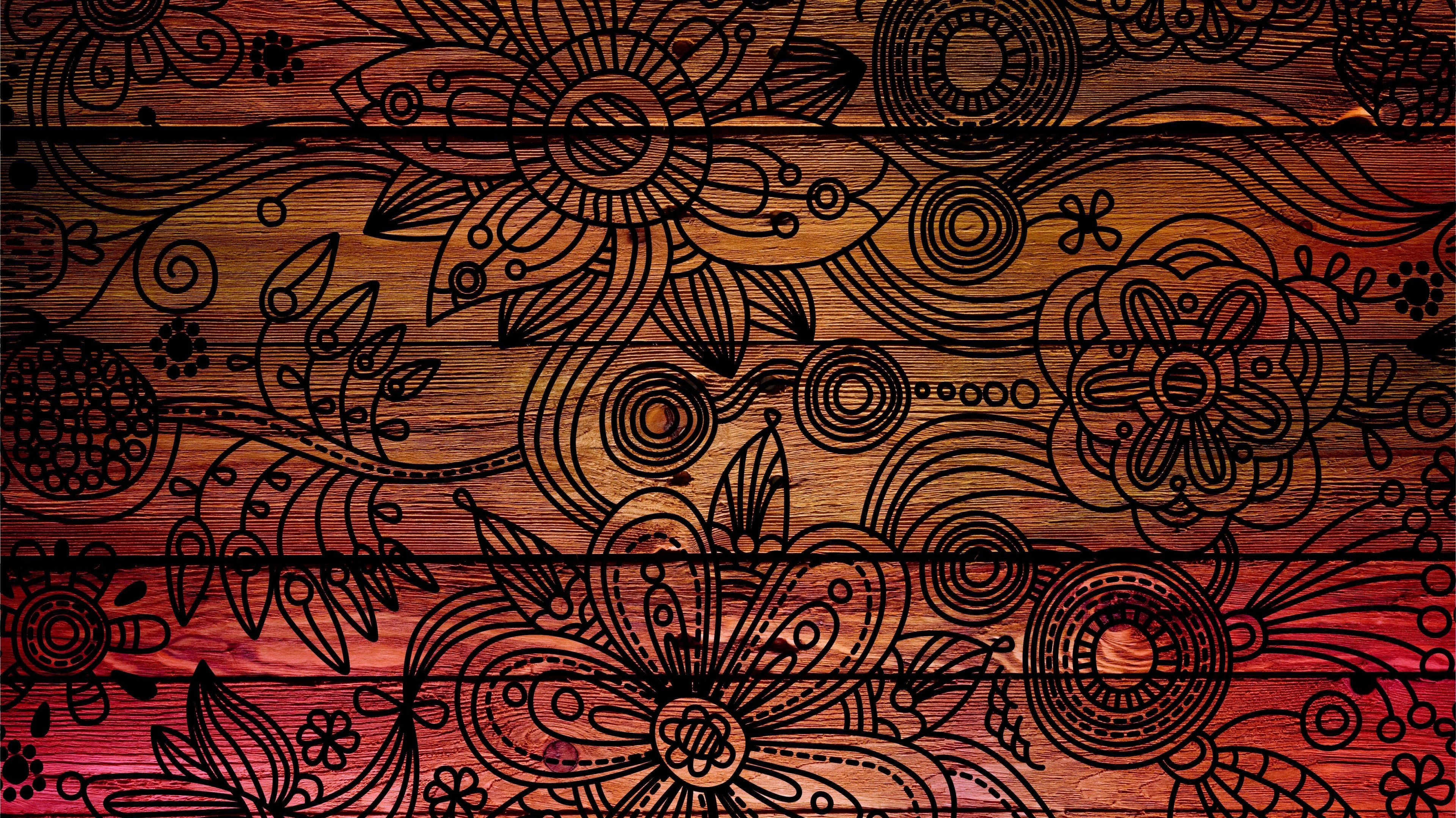 3840x2160 Preview wallpaper patterns, background, dark, wooden, texture 