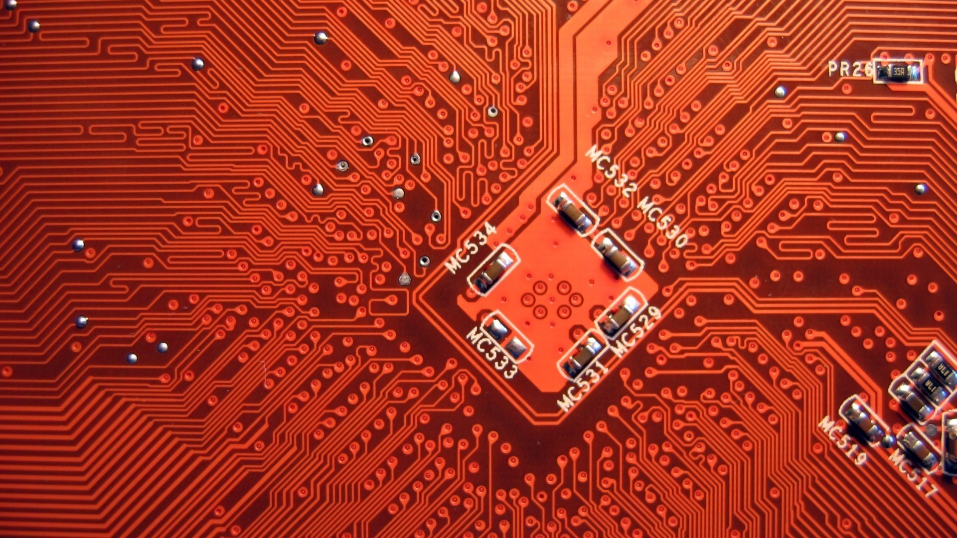 1920x1080 Computer circuit board in red