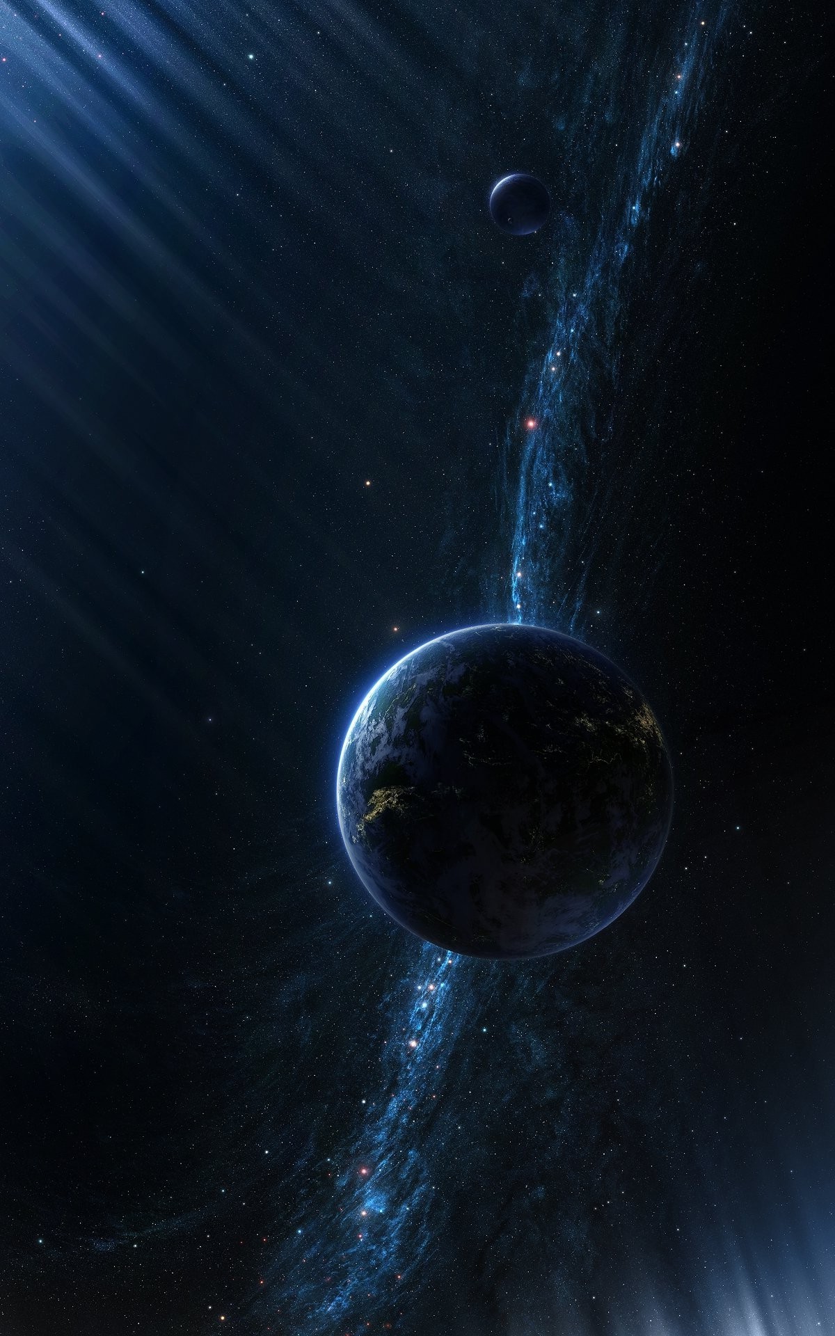 1200x1920 digital Art, Portrait Display, CGI, Space, Universe, Planet, Stars, Sun  Rays, Galaxy, Milky Way Wallpapers HD / Desktop and Mobile Backgrounds