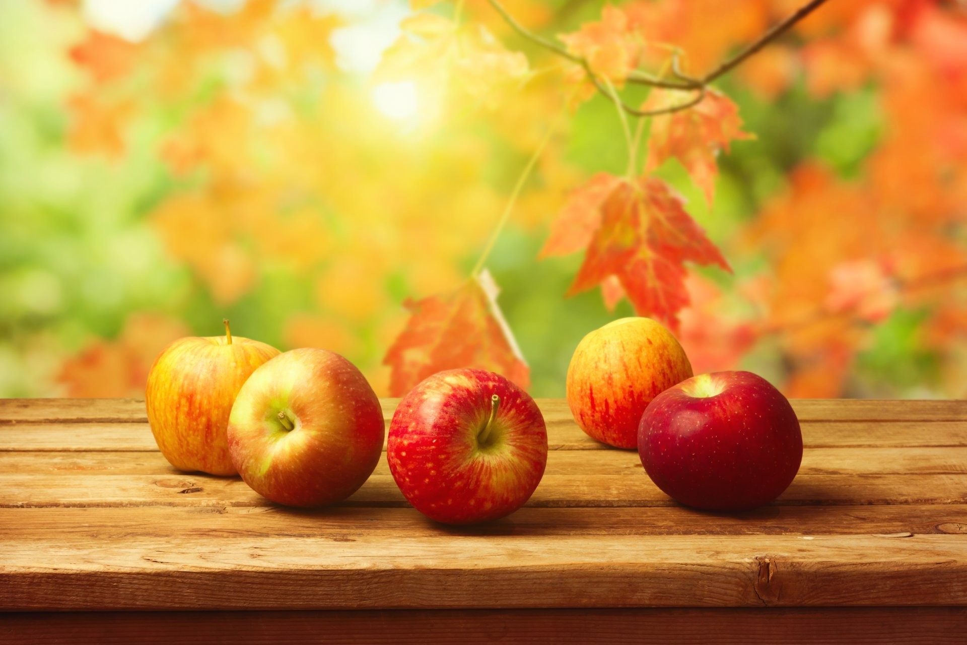 1920x1280 apples table fruits vintage background autumn leaves HD wallpaper