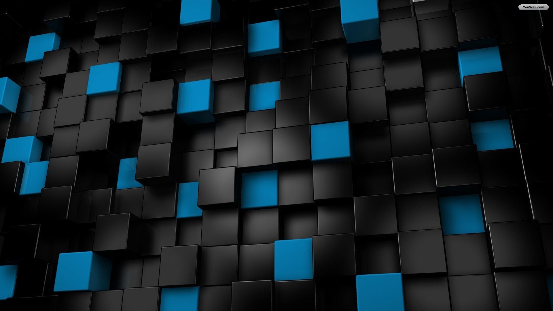 1920x1080 Download Black And Blue Cubes Wallpaper