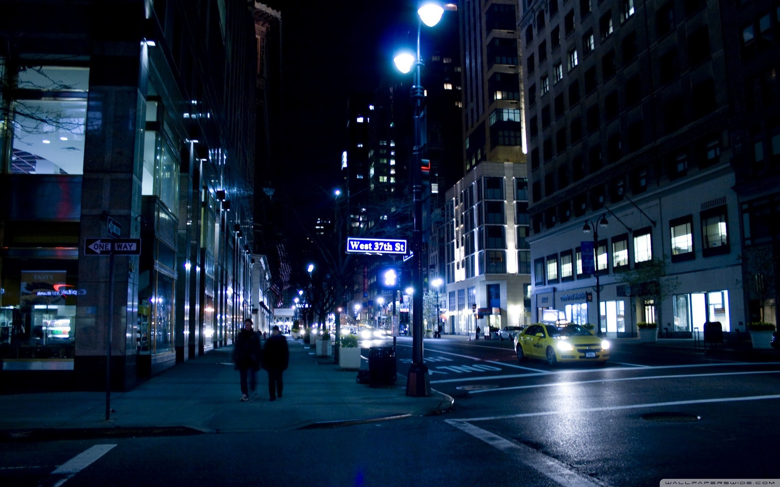 city night street building