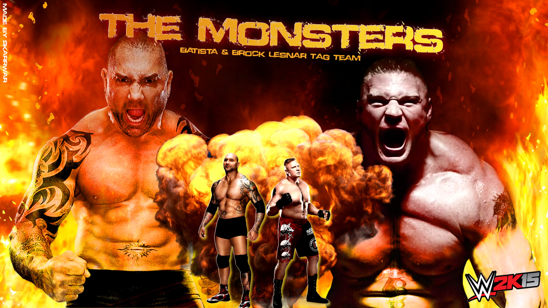 1920x1080 ... WWE 2K15 The Monsters (Batista and Brock Lesnar Ta by SkarrDWar