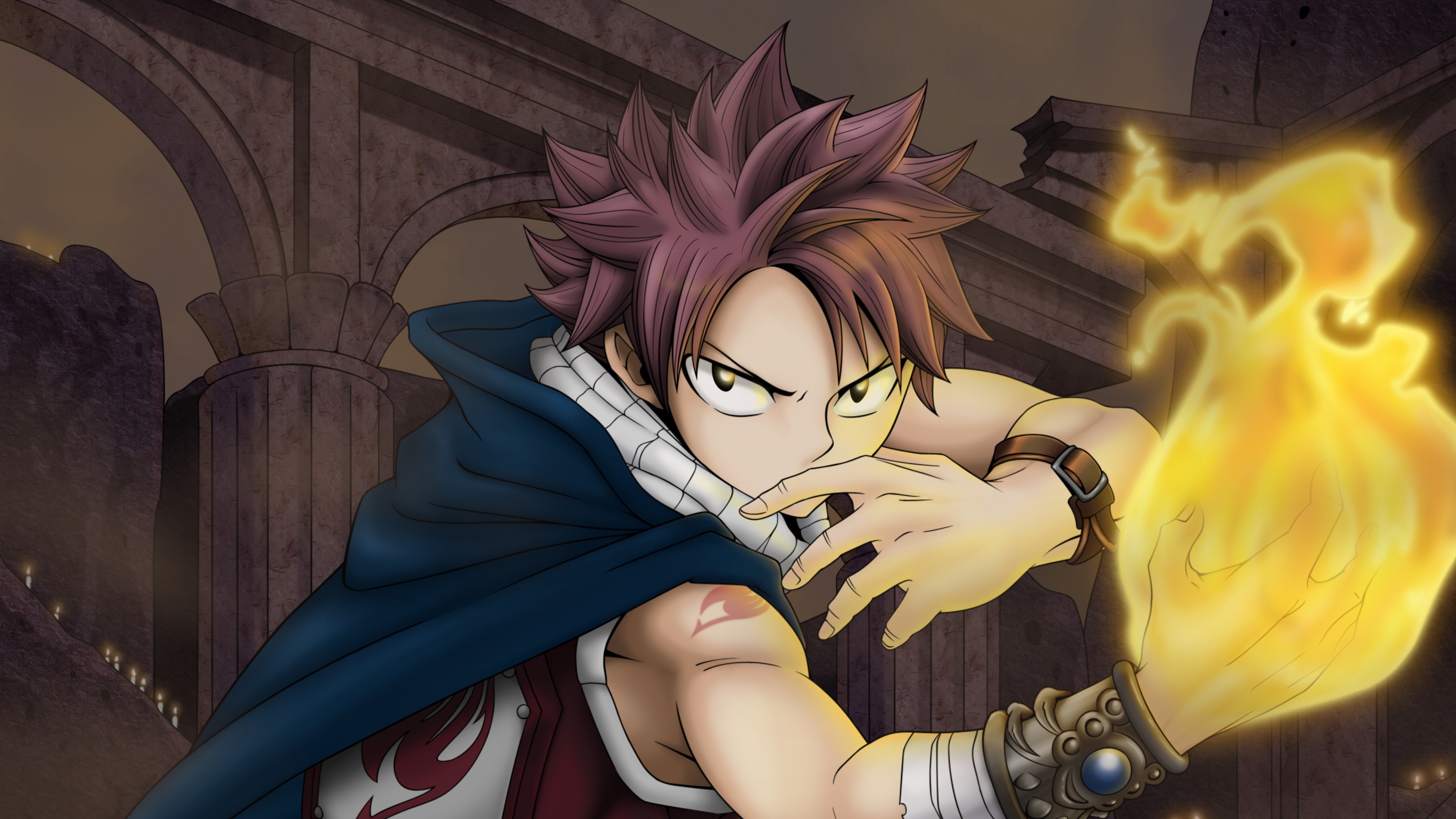 3840x2160 Preview wallpaper fairy tail, natsu dragneel, anime, guy, fire 
