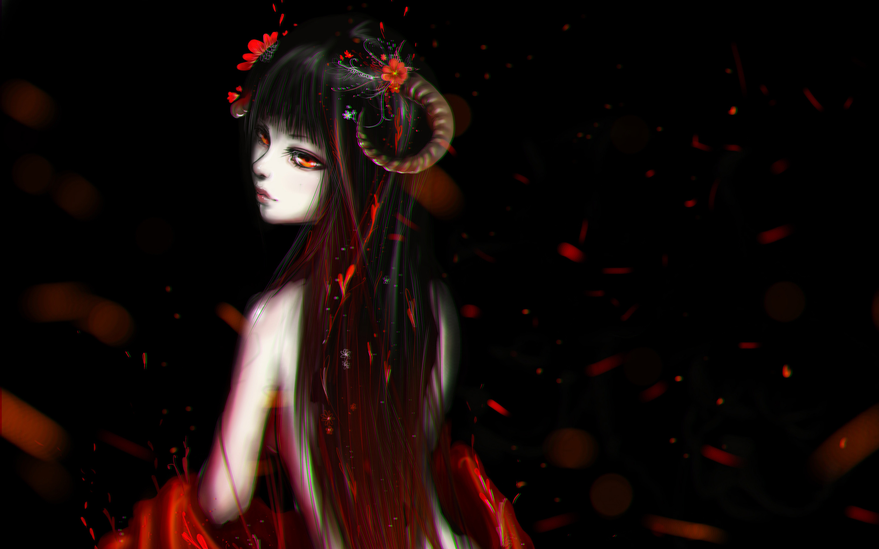 3000x1872 Fantasy - Demon Fantasy Woman Girl Asian Horns Wallpaper