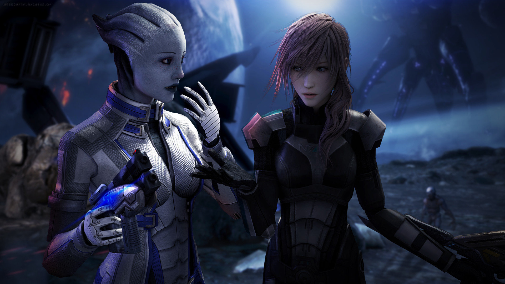 1920x1080 Asari Claire Farron Crossovers Liara TSoni Mass Effect Palaven Reapers  Science Fiction Video Games