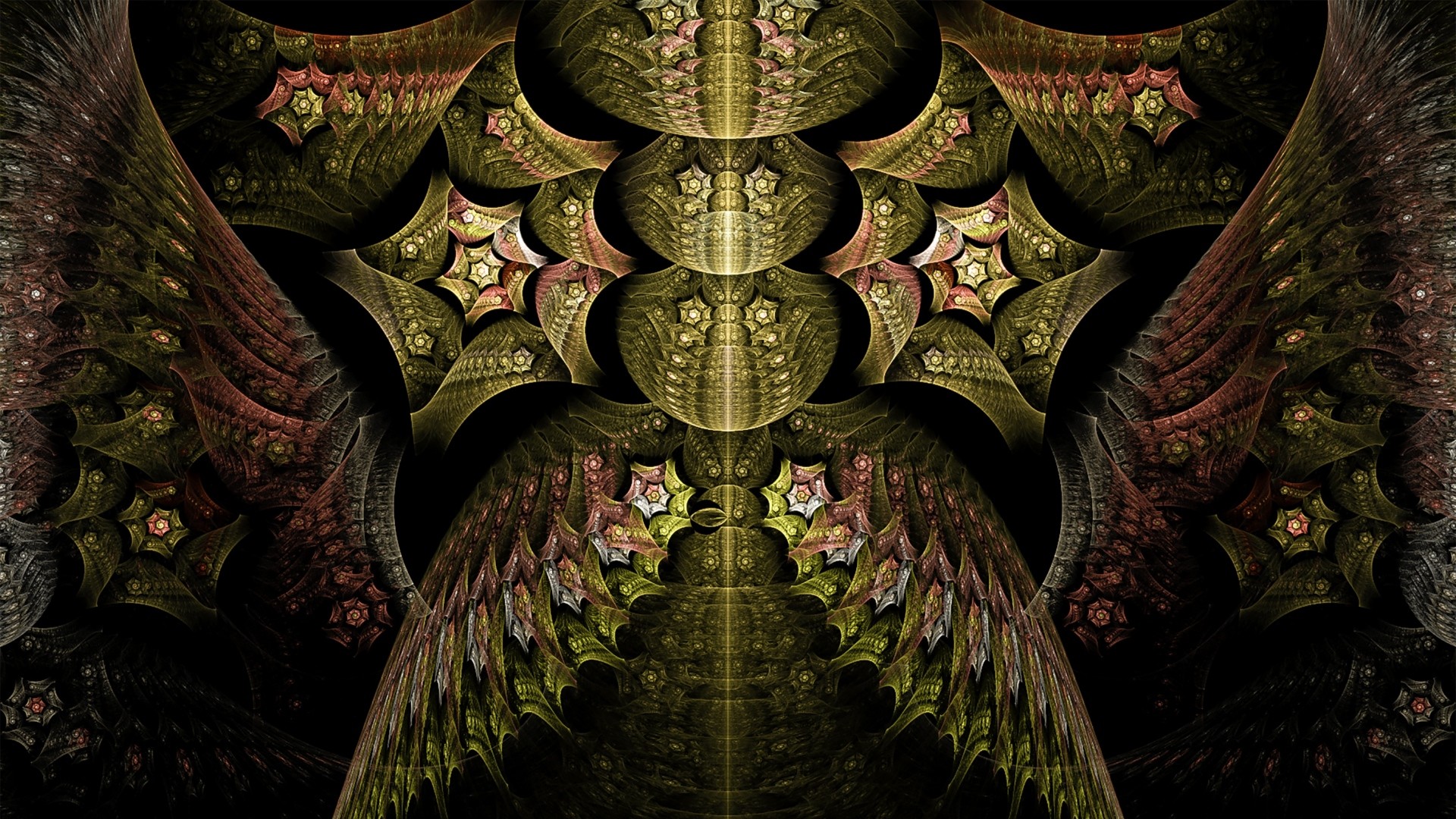 1920x1080 Preview wallpaper fractal, abstract, patterns, gold 