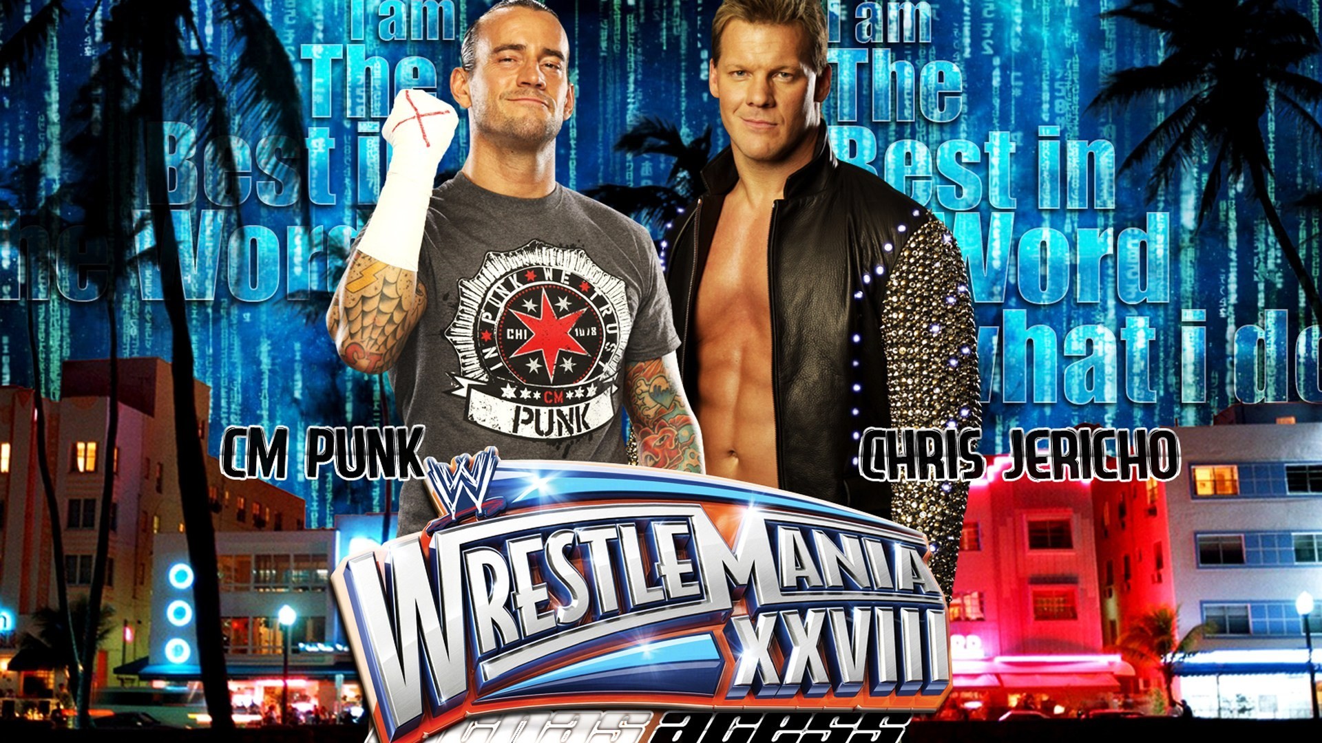 1920x1080 WrestleMania XXVIII CM Punk Chris Jericho 1080p HD Wallpaper Background