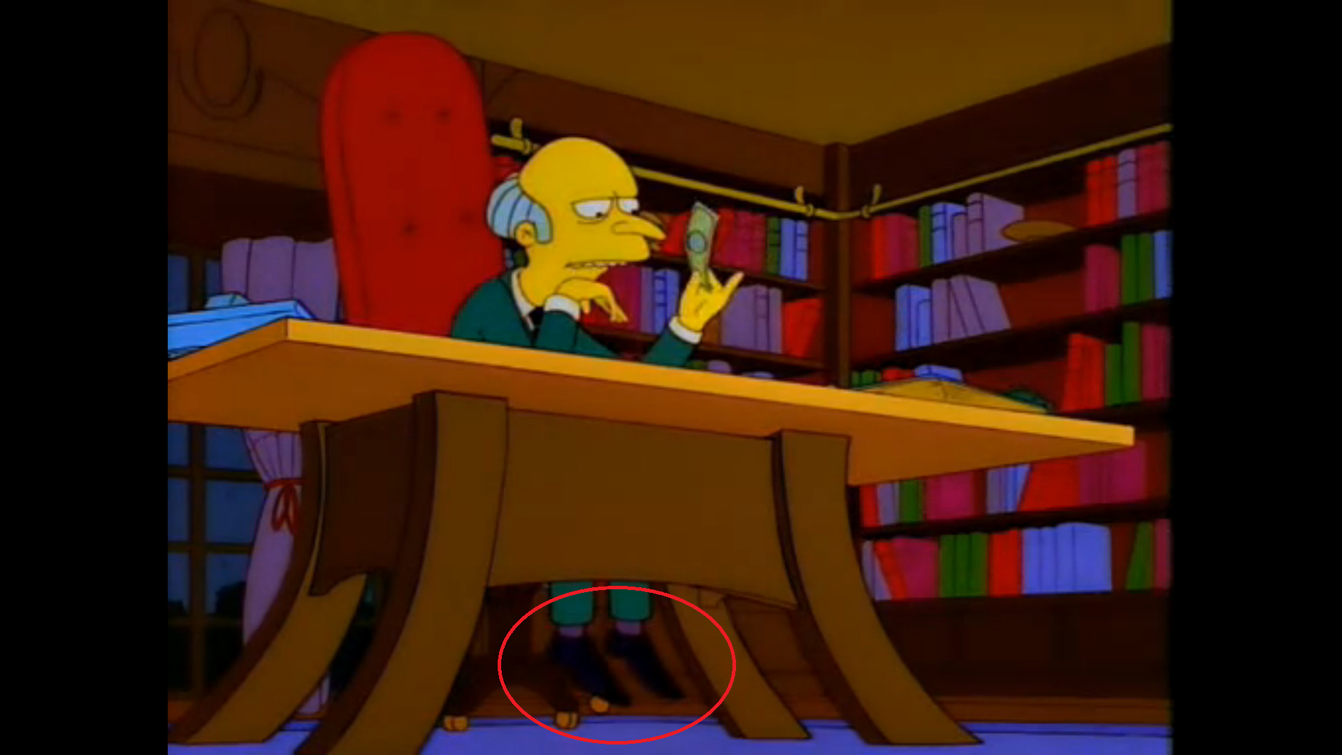 1920x1080 Mr. Burns feet dont touch the floor under his desk .