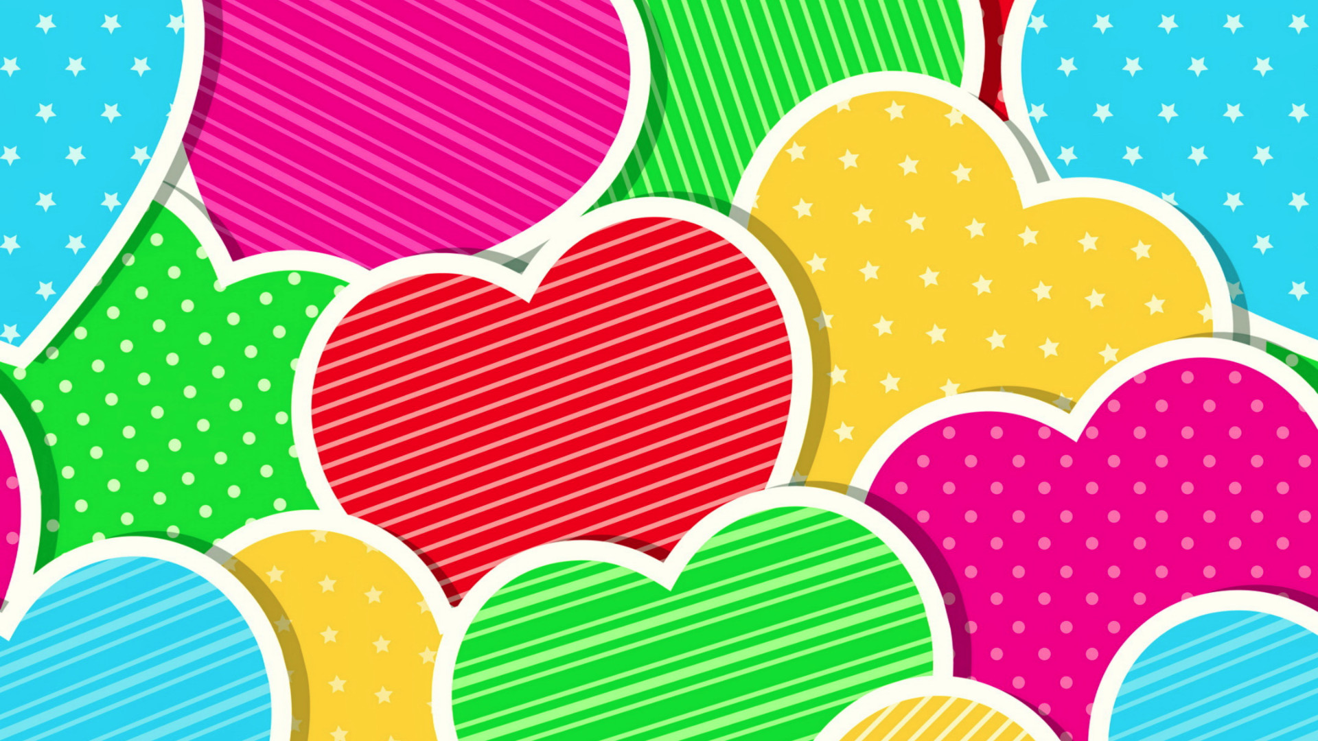 1920x1080 Colorful Hearts Wallpaper