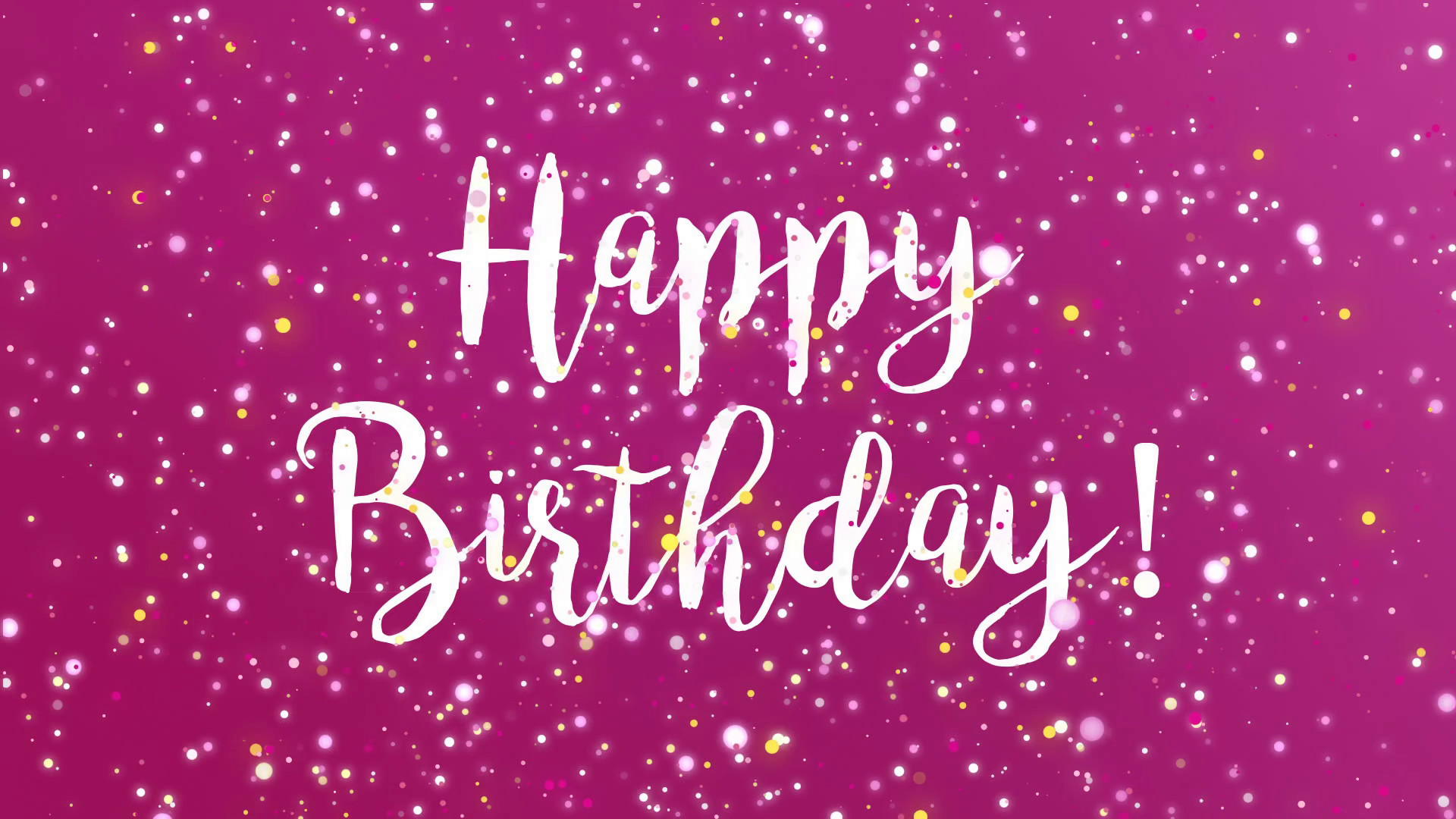 1920x1080 Sparkly Happy Birthday greeting card video animation with handwritten text  and colorful glitter particles flickering on purple background Motion  Background ...