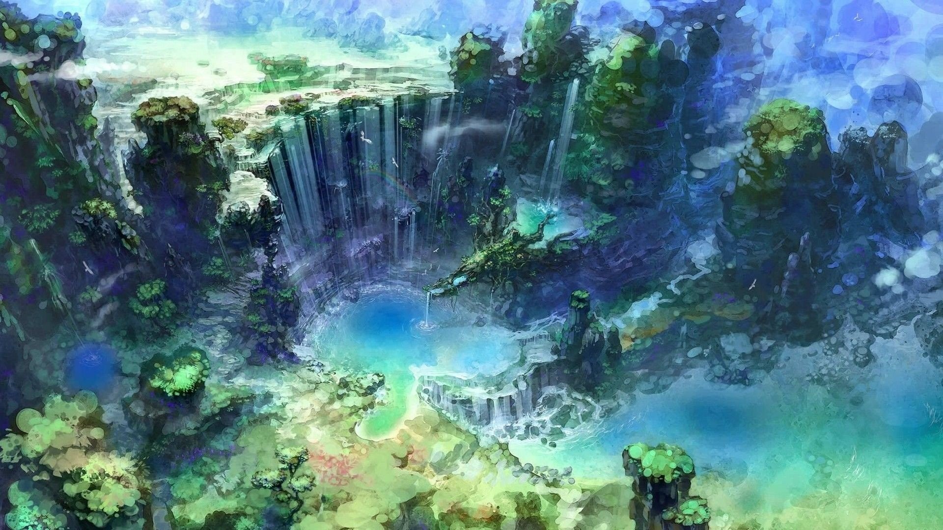 1920x1080 Artwork Fantasy Art Waterfalls Water Nature