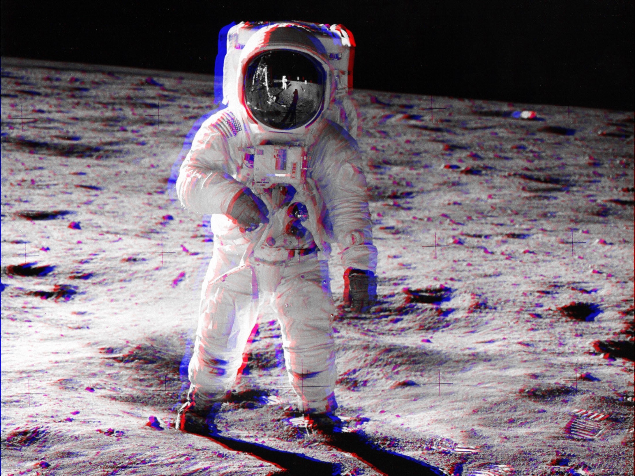 2200x1650 3D, Anaglyph 3D, Astronaut, Moon, Space Wallpapers HD / Desktop and Mobile  Backgrounds