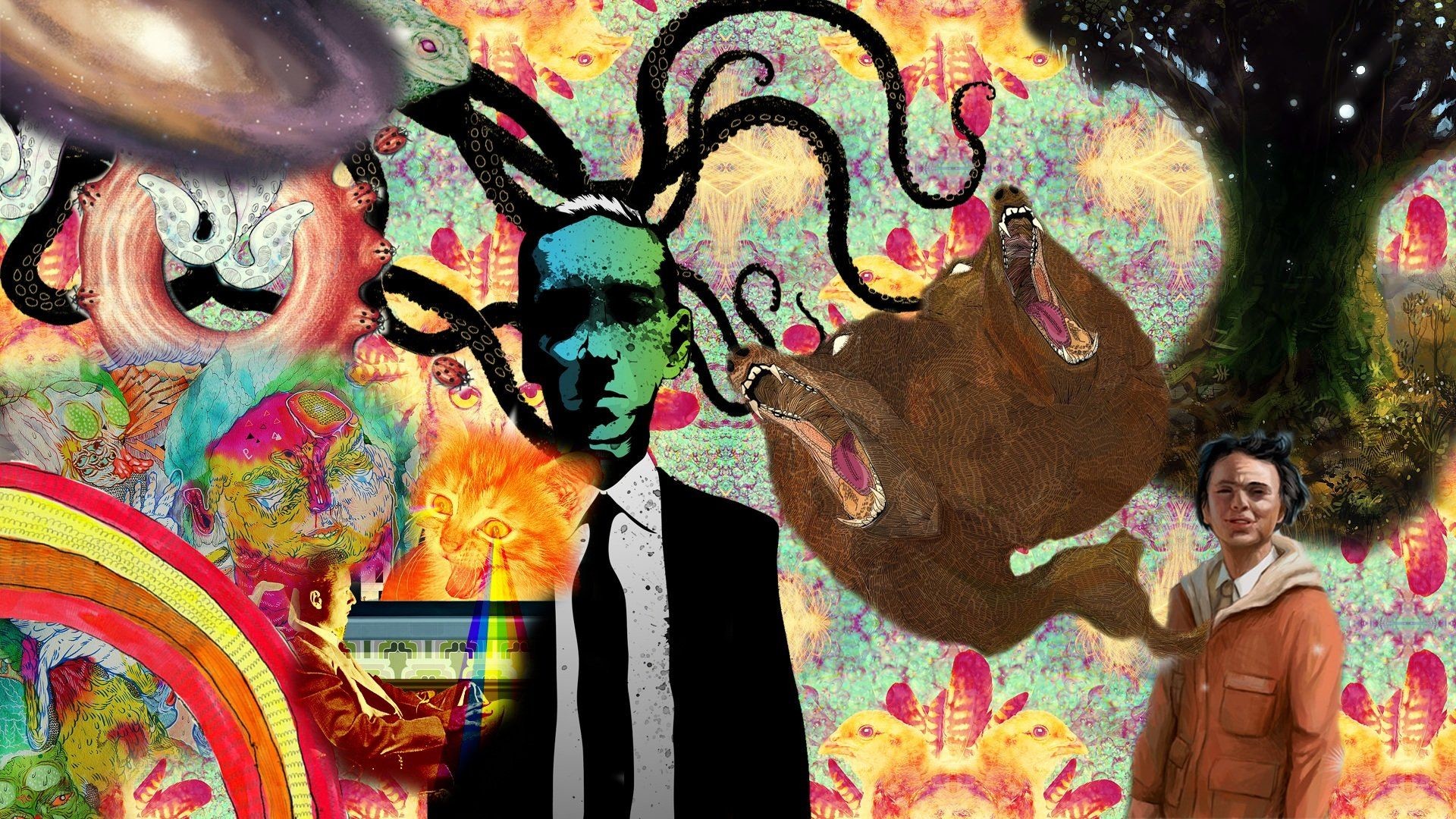 1920x1080 Carl Sagan HP Lovecraft wallpaper