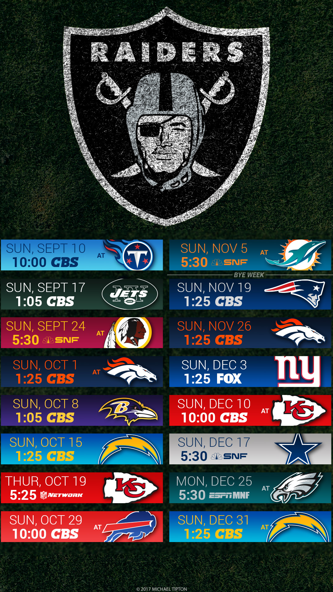 1080x1920 Oakland Raiders 2017 schedule turf logo wallpaper free iphone 5, 6, 7, ...