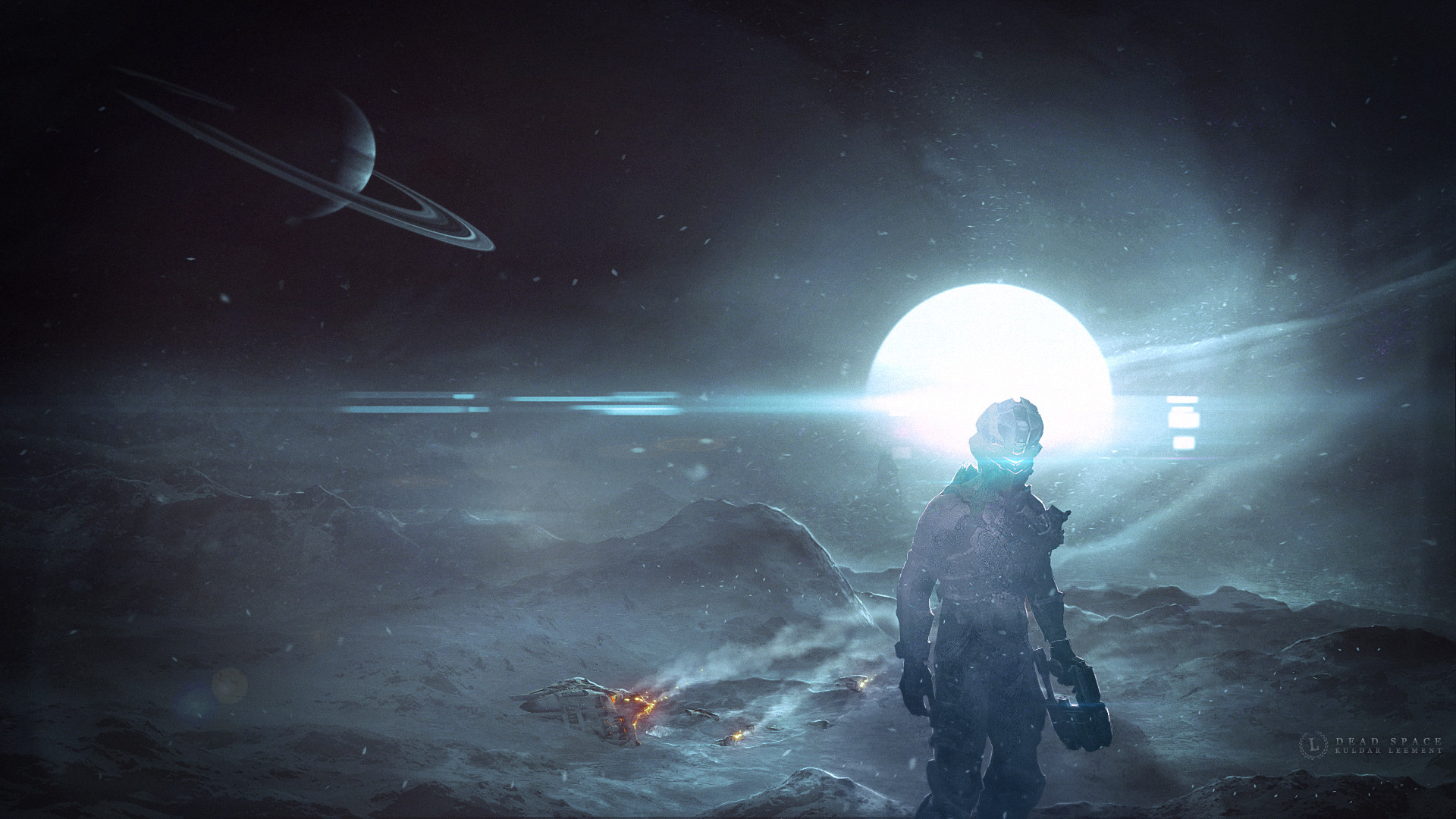 1920x1080 Preview wallpaper dead space astronaut view from surface of the satellite
