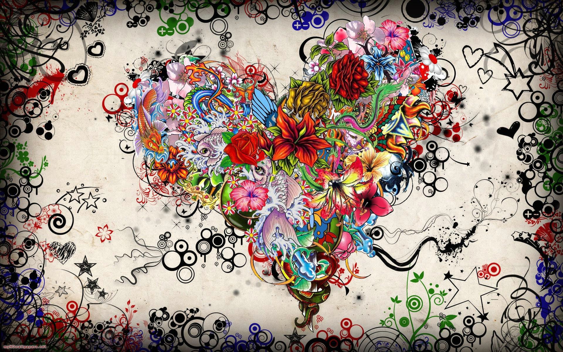 1920x1200 Flower colorful heart - Free Desktop Wallpaper, HD Wallpapers Download .