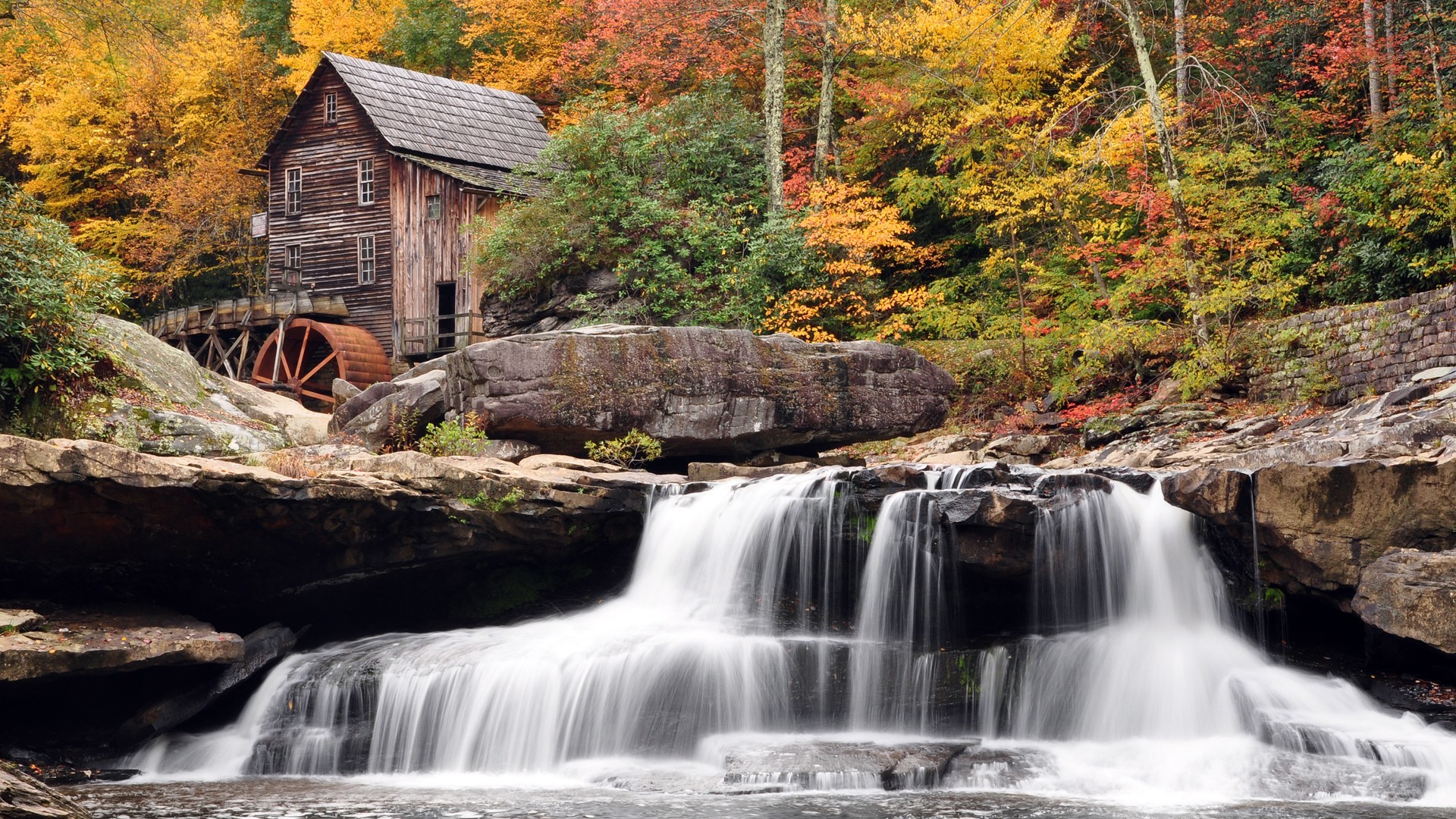1920x1080 Download Waterfall Autumn Mill Beautiful Nature Scenic Wallpaper Amazing