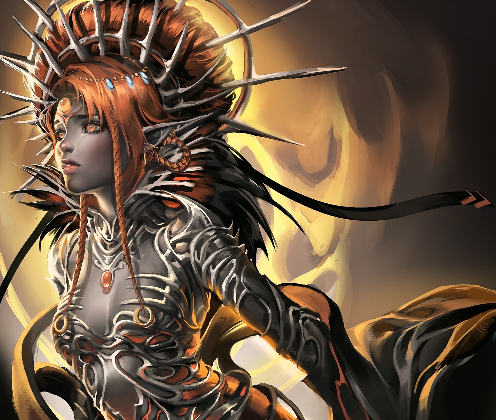 1920x1627 elf sitting on a river rock with tiger fantasy art wallpaper #Elf #Warrior #