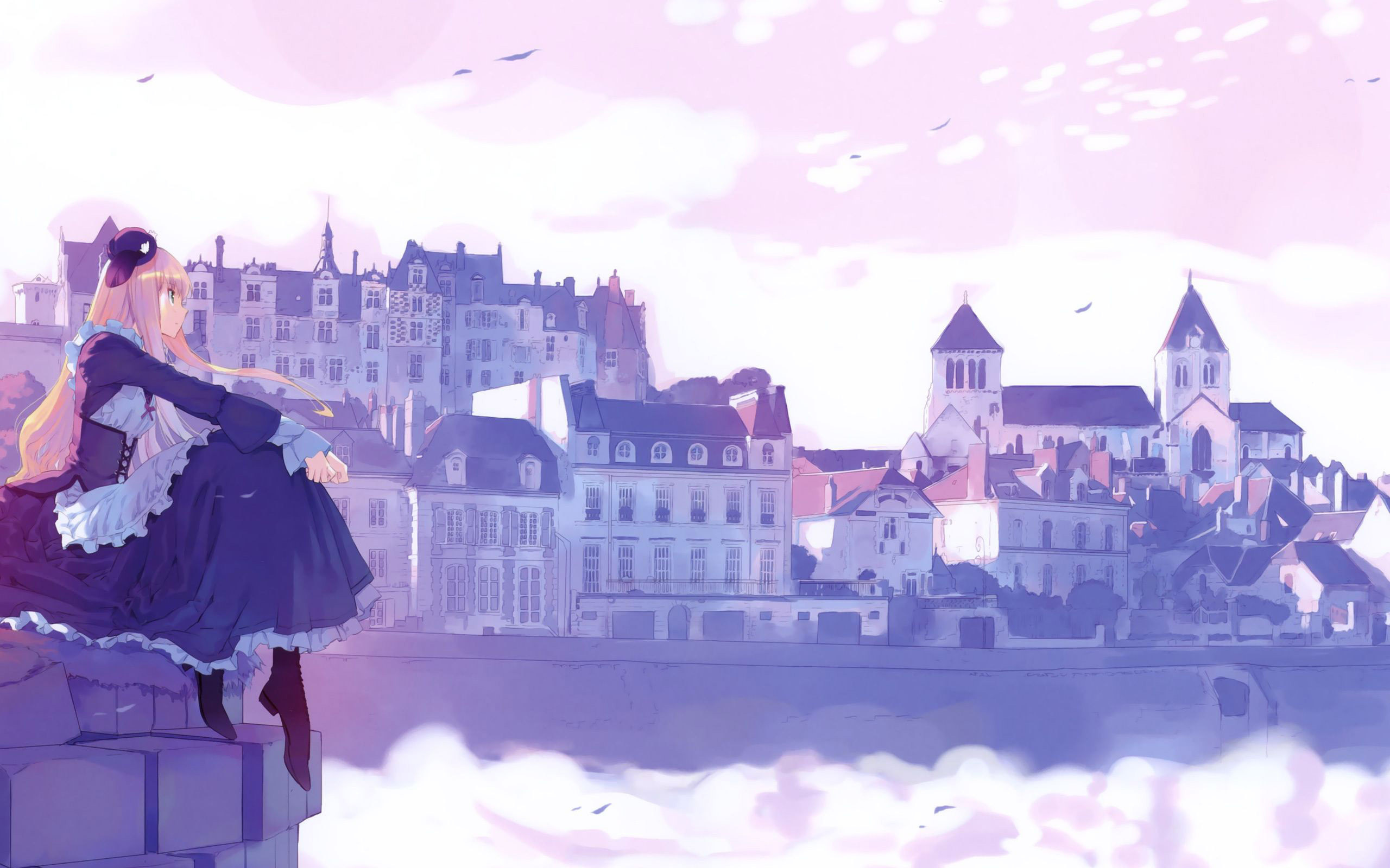2560x1600 Beautiful Anime City Wallpaper