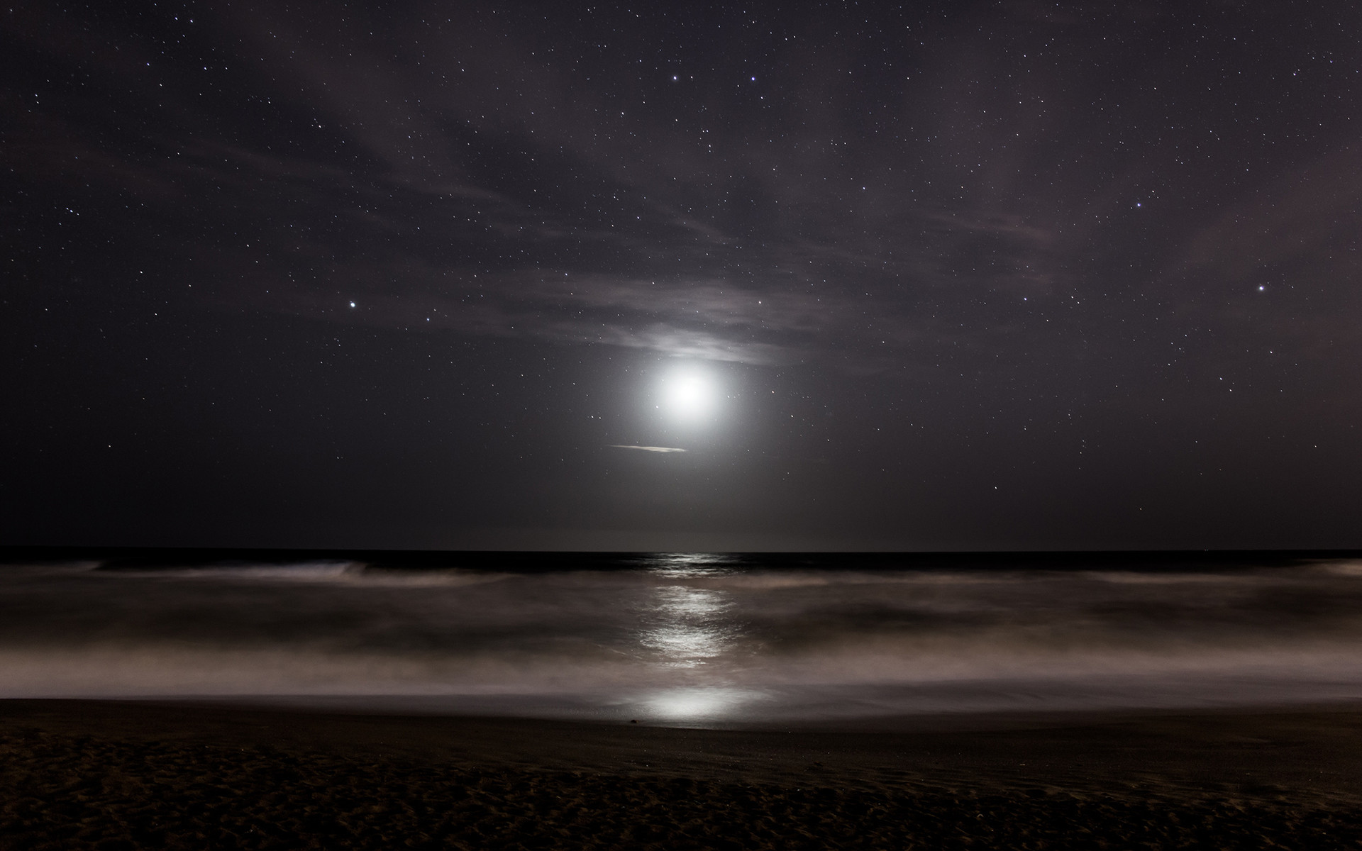1920x1200 Stars Moonlight Ocean sea reflection sky waves beach night wallpaper |   | 104223 | WallpaperUP