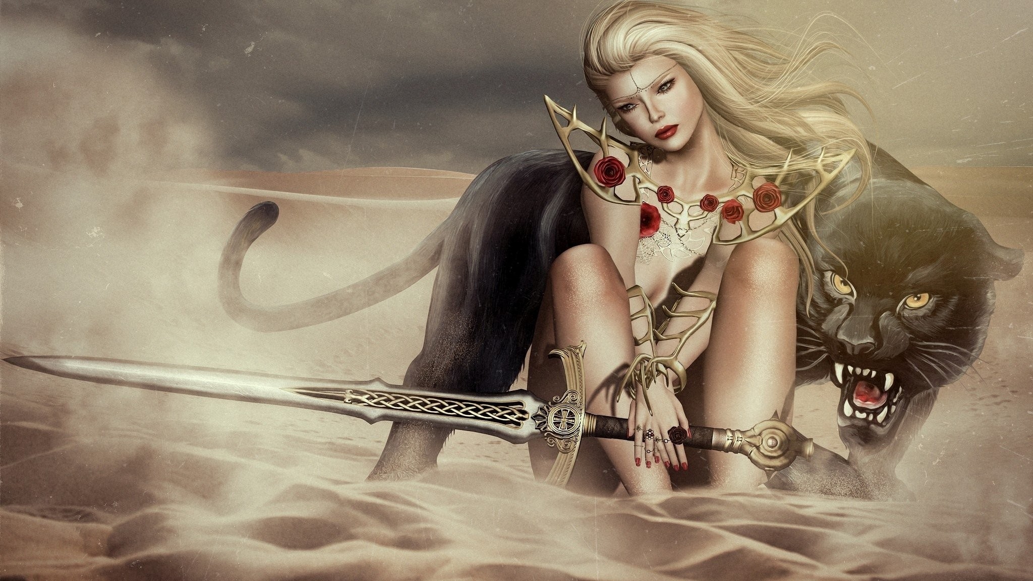 1920x1440 / warrior fantasy girl fantasy art sword artwork wallpaper -  Coolwallpapers.me!