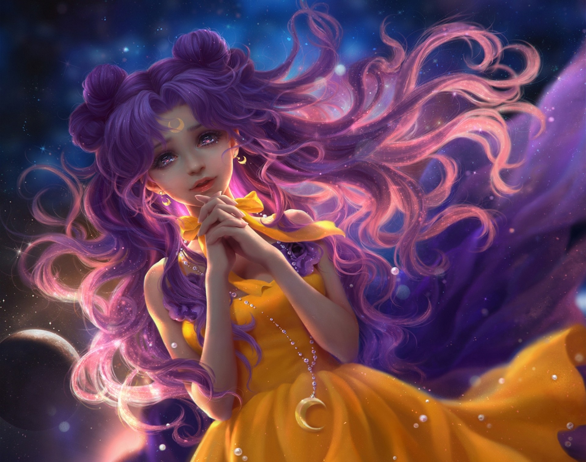 1920x1516 beautiful sailor moon pink hair on space planets anime art best pictures  desktop anime wallpapers Bishoujo Senshi Sailor Moon, luna, sunmomo,  princess
