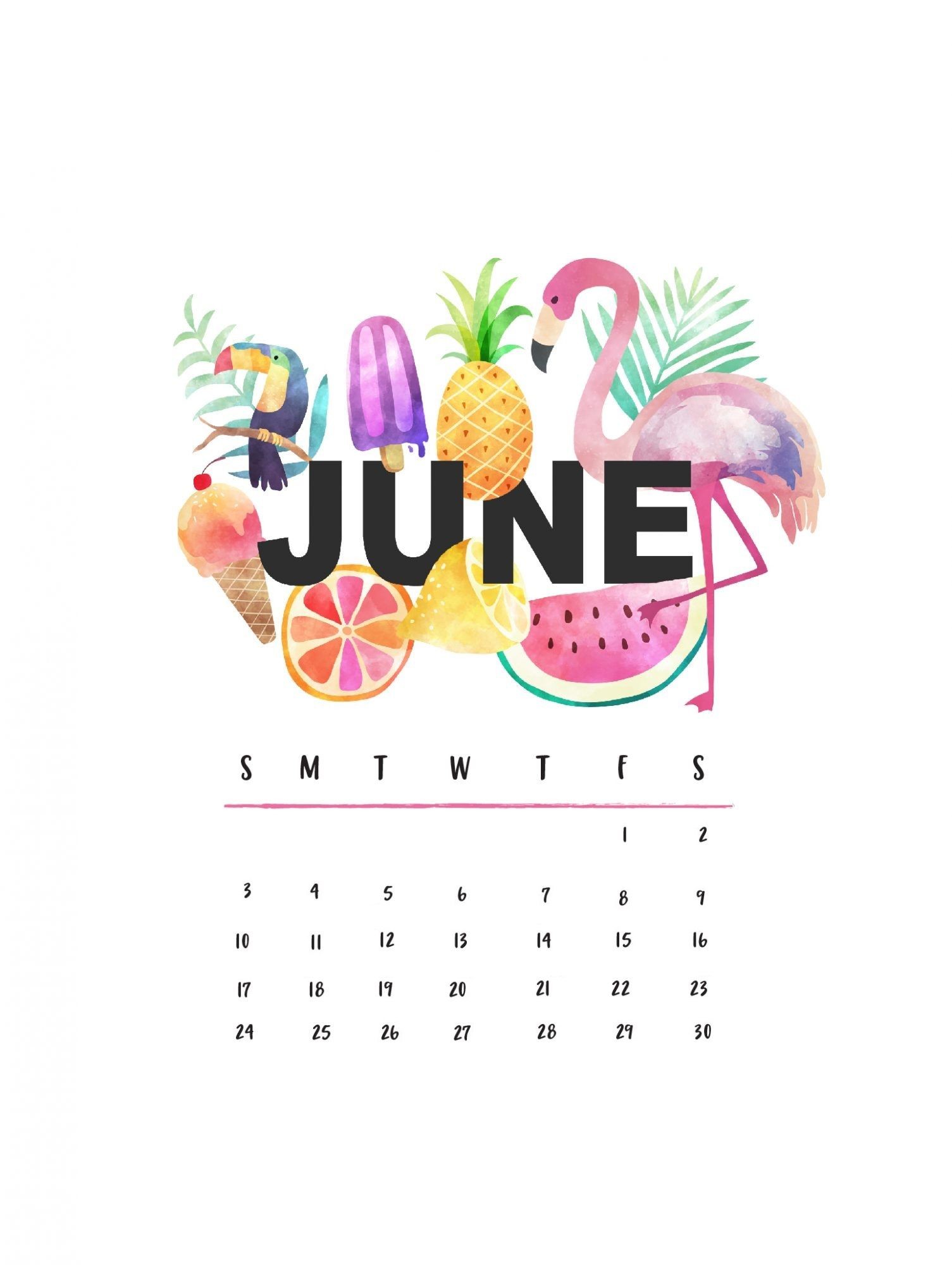 1505x2000 Beautiful June 2018 iPhone Calendar Wallpapers
