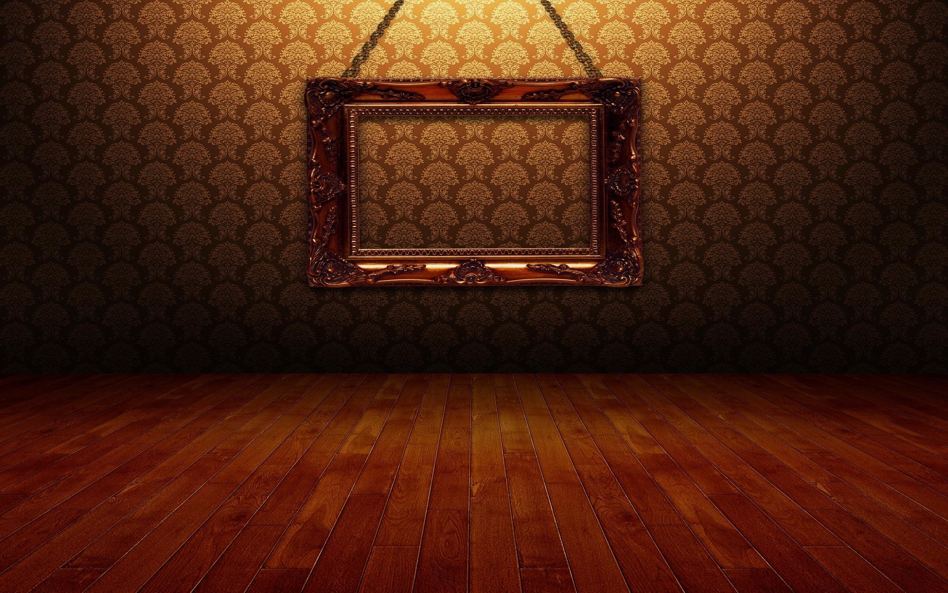 1920x1200 Golden photo frame on the wall