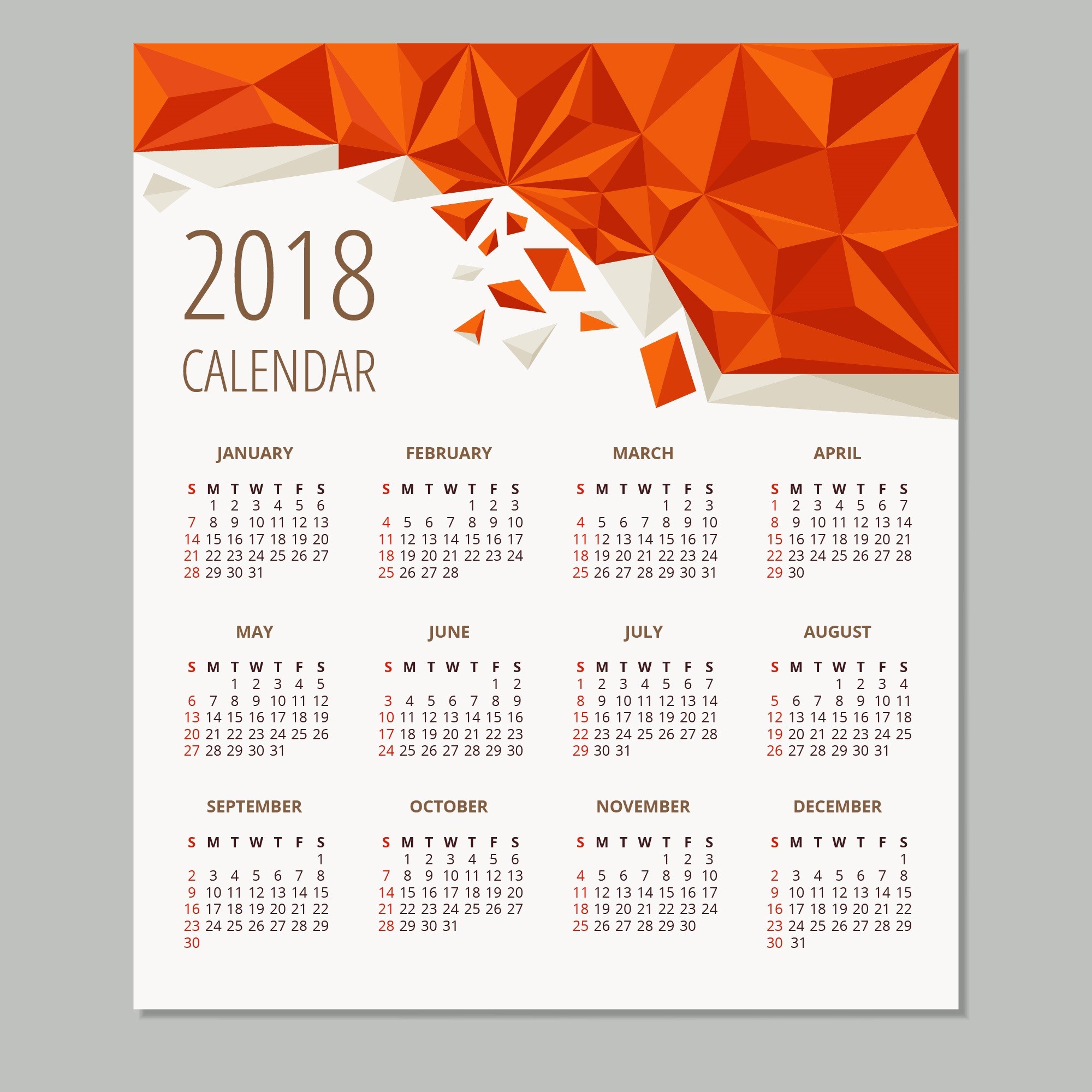 2000x2000 2018 Printable Calendar View HD Image of 2018 