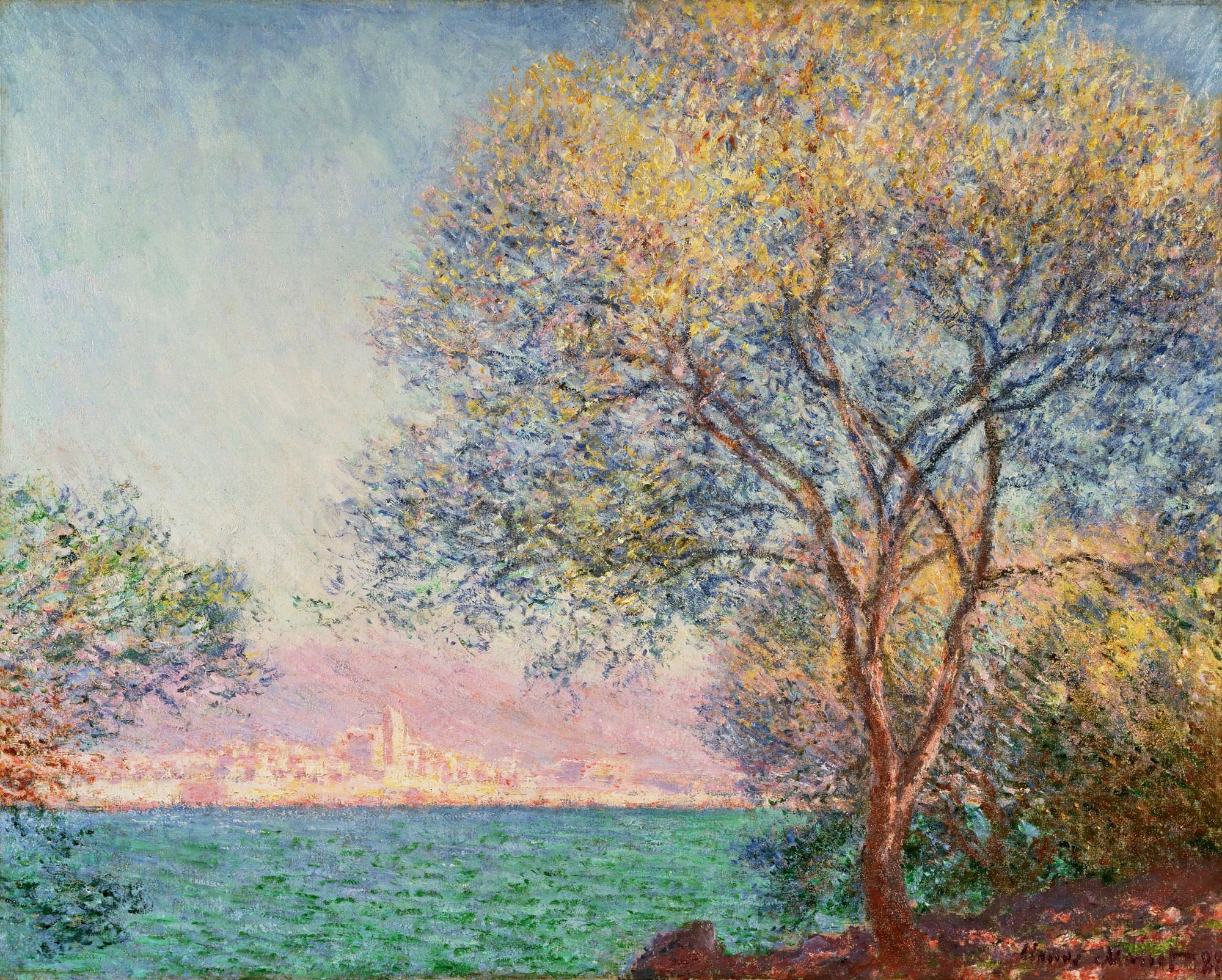 2000x1604 Painting, Monet, Antibes, In, The, Morning, Widescreen, High,