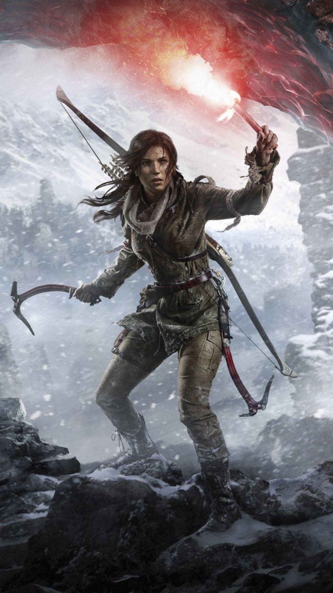 1080x1920 HD Background Rise Of The Tomb Raider Lara Croft Girl Game Snow .