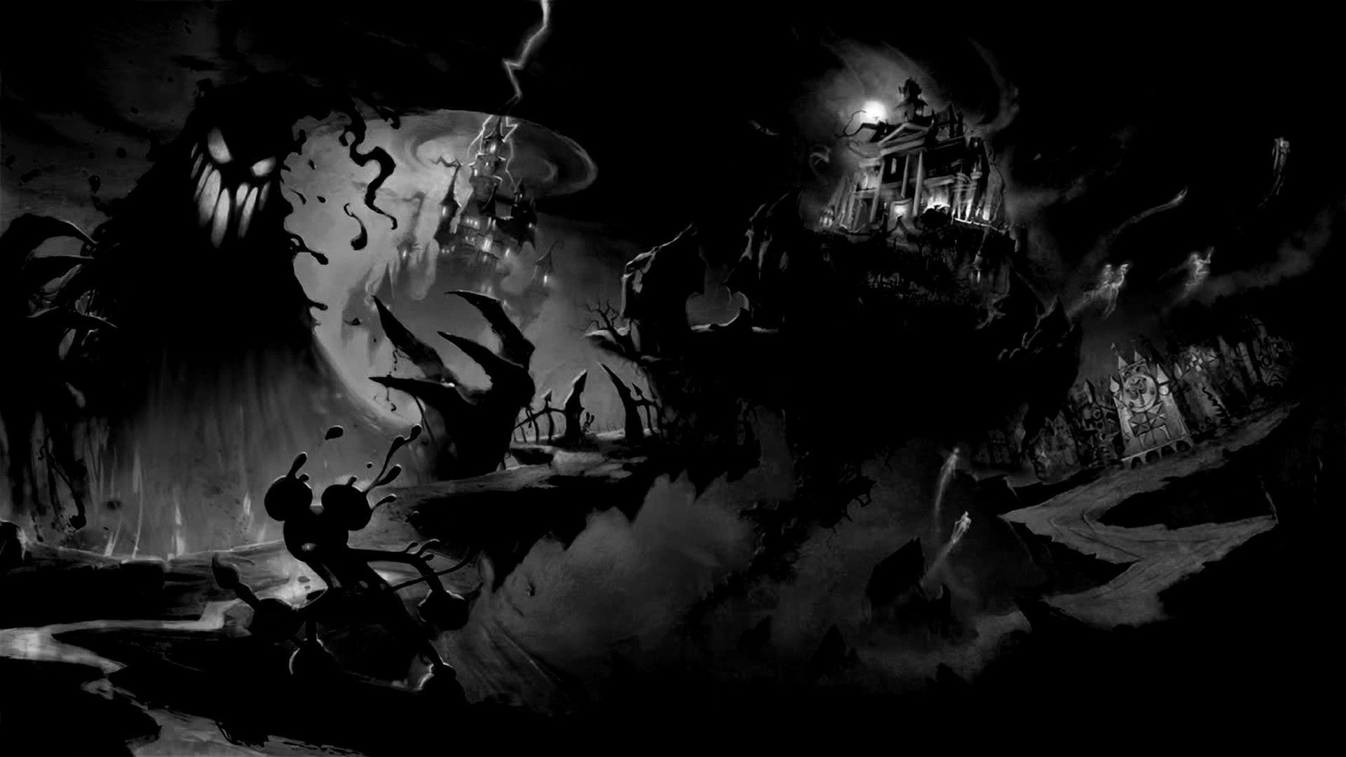 1920x1080 Black and white horror landscape HD Wallpaper 