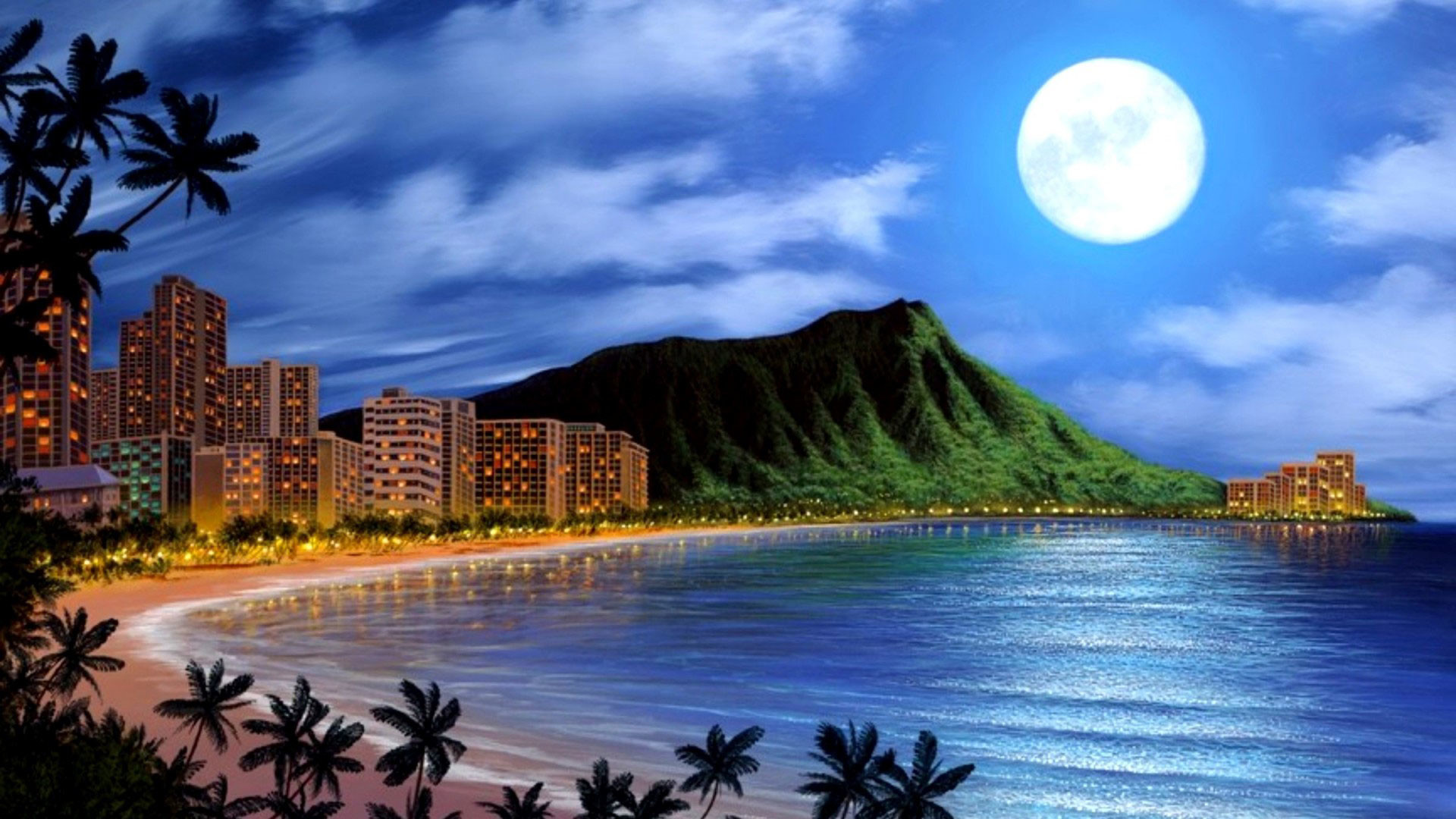 1920x1080 hd pics photos awesome beach buildings night sea moon nice hd quality desktop  background wallpaper