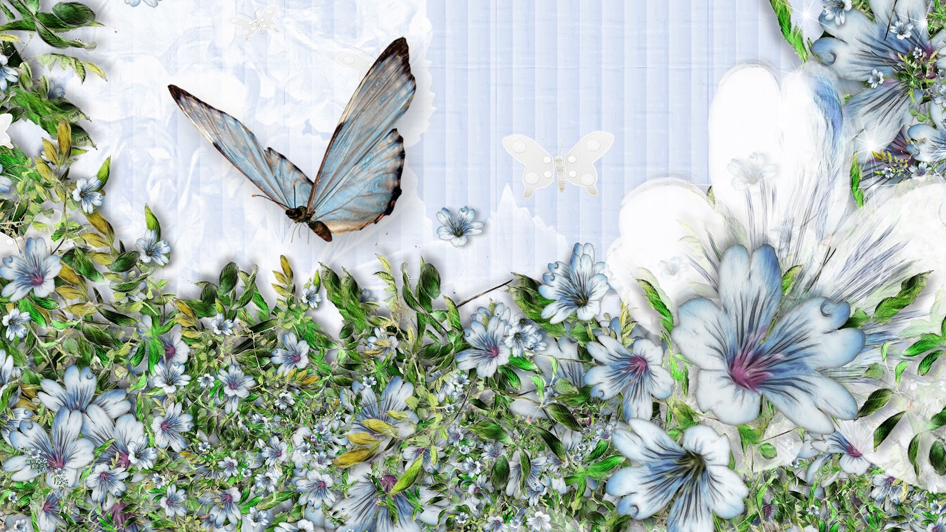 1920x1080 Flowers With Butterfly Wallpaper Hd wallpaper