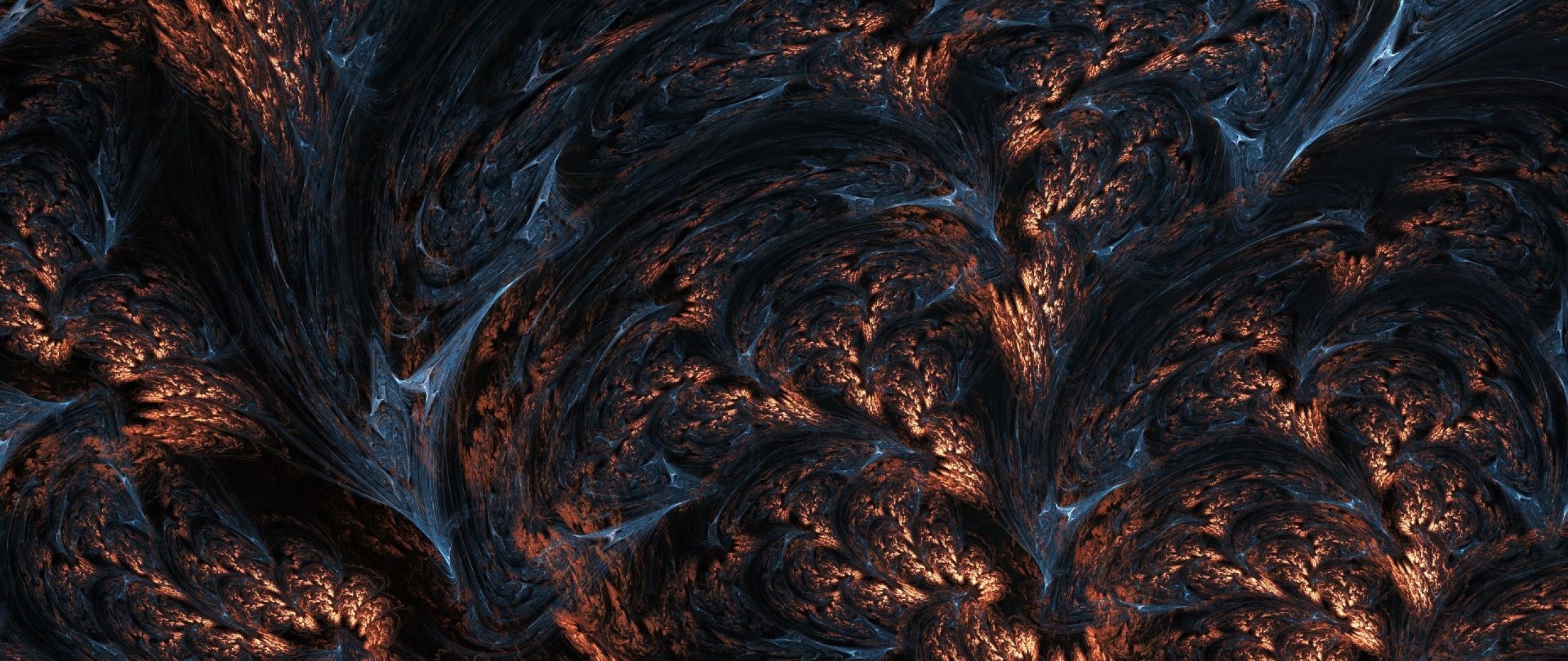 2560x1080  Wallpaper fractals, rocks, lava