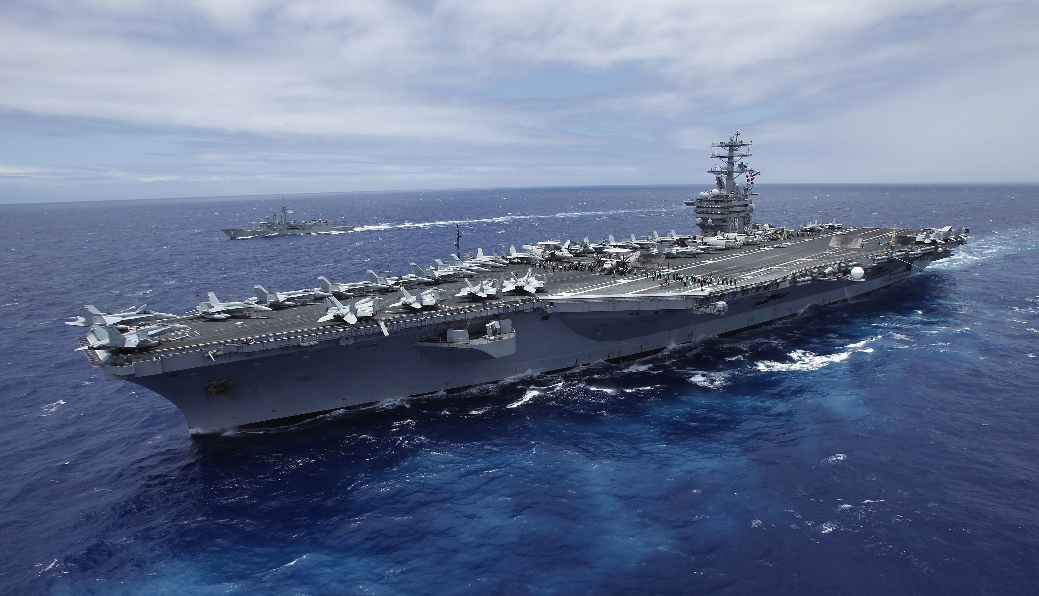 3500x2008 USS Nimitz Supercarrier of United States Navy Wallpaper 3742