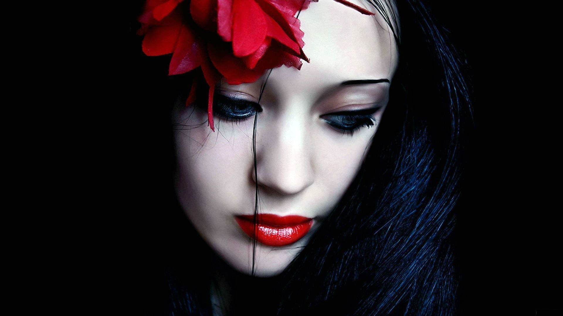1920x1080 Women females girls gothic vampire face pale sad sorrow emotions red  contrast dark wallpaper |  | 24010 | WallpaperUP
